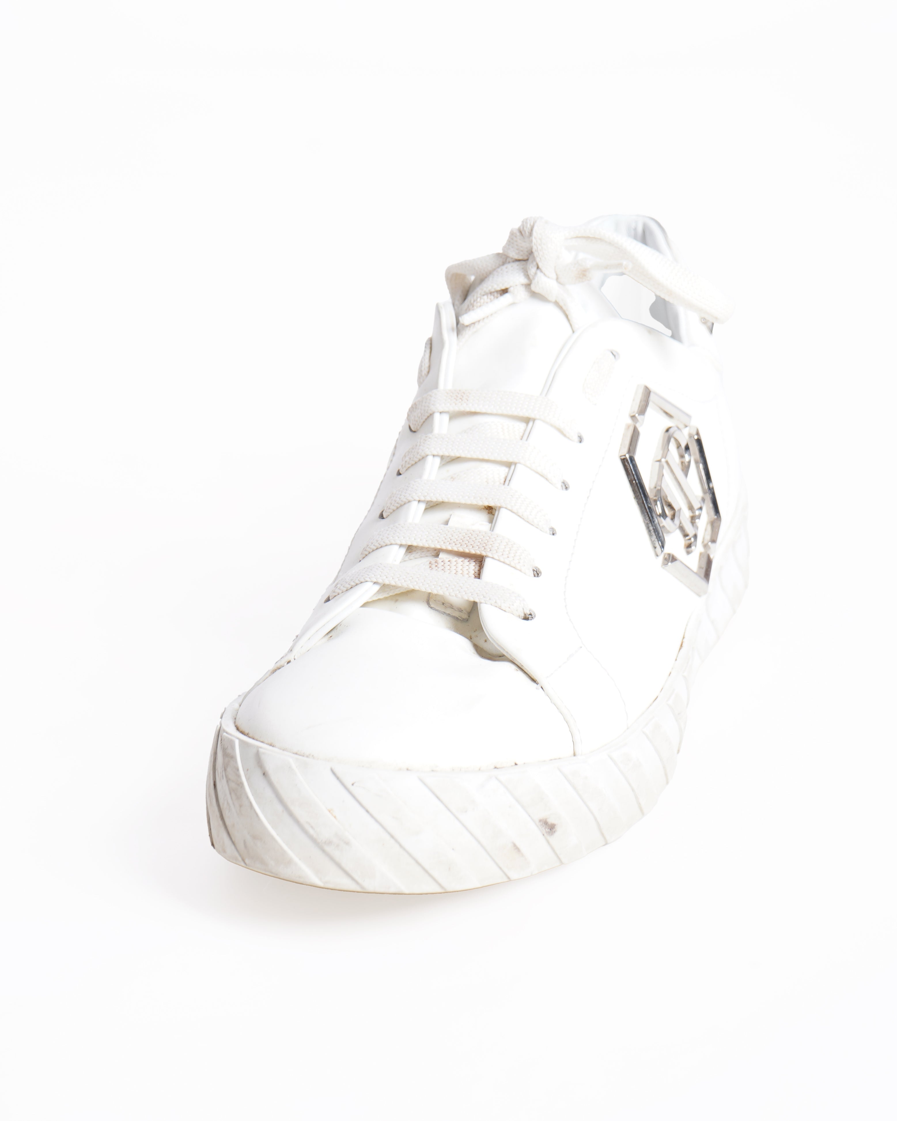 Philipp Plein men's Crocco Godzilla Sneakers In White