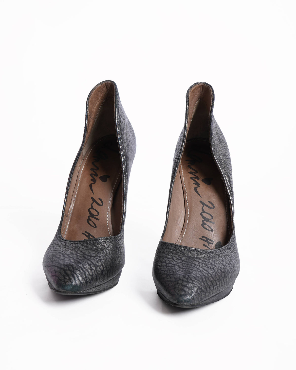Lanvin Metallic Silver Textured Pumps