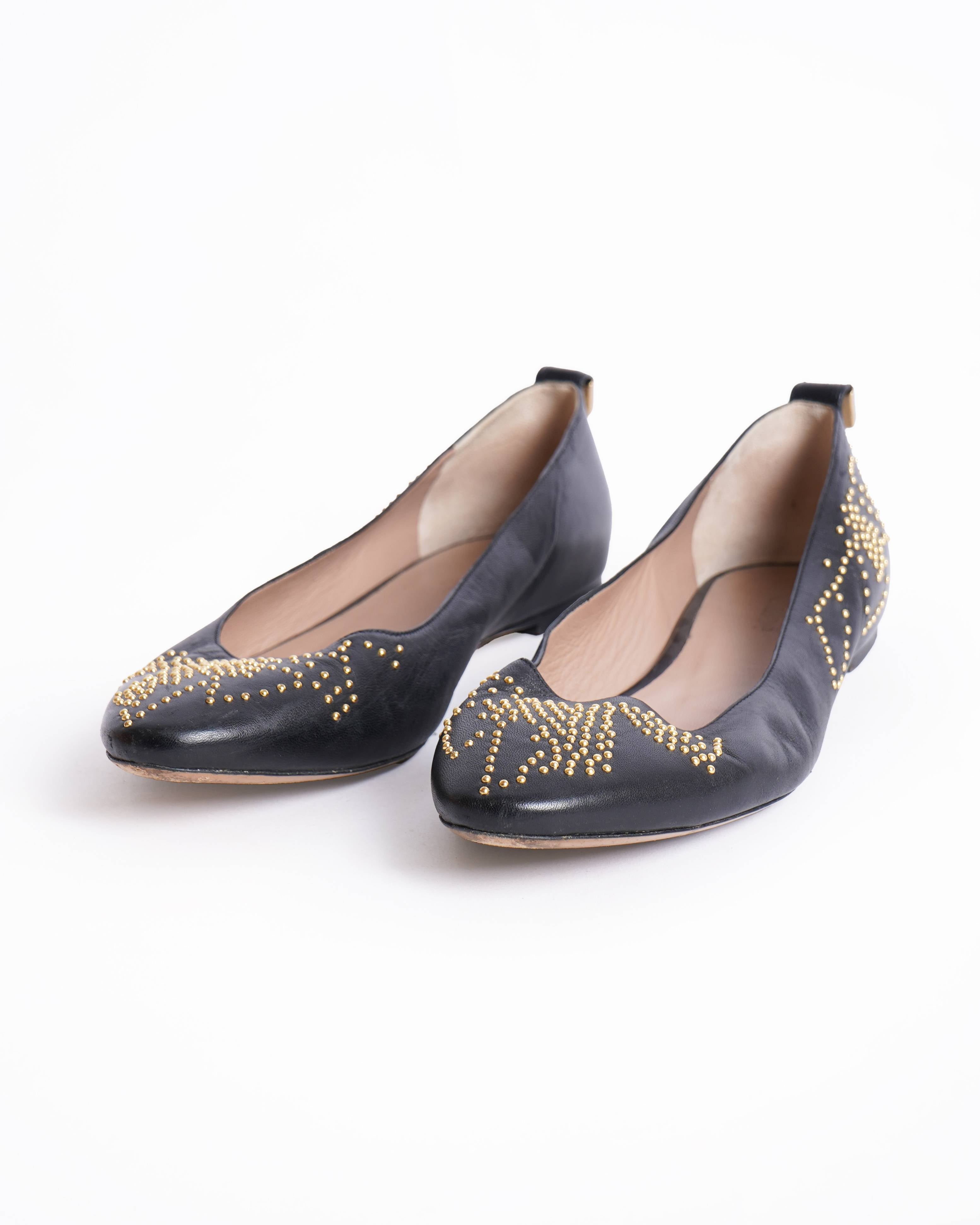 Chloé  Black Anatolia Studded Ballet Flats