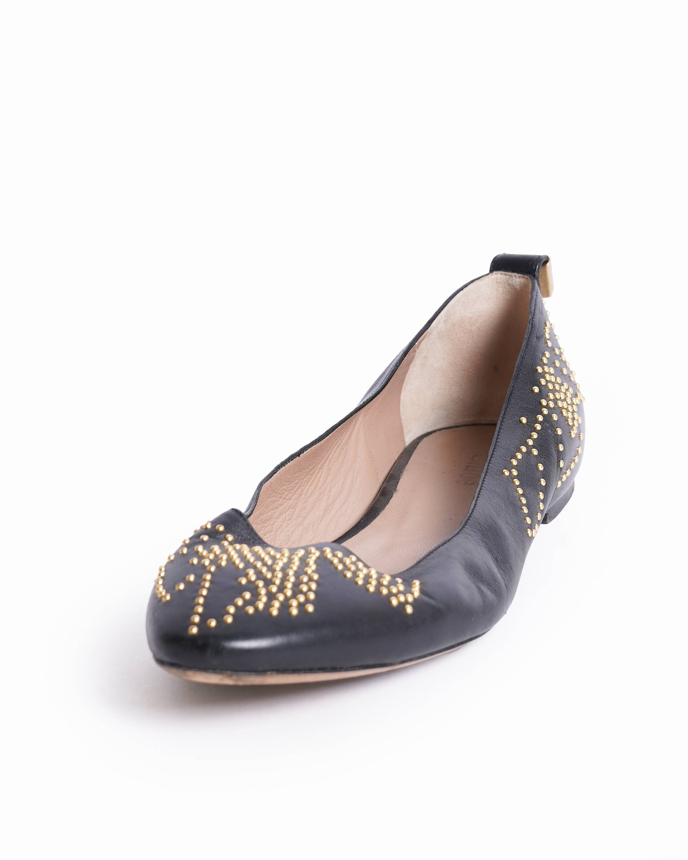 Chloé  Black Anatolia Studded Ballet Flats
