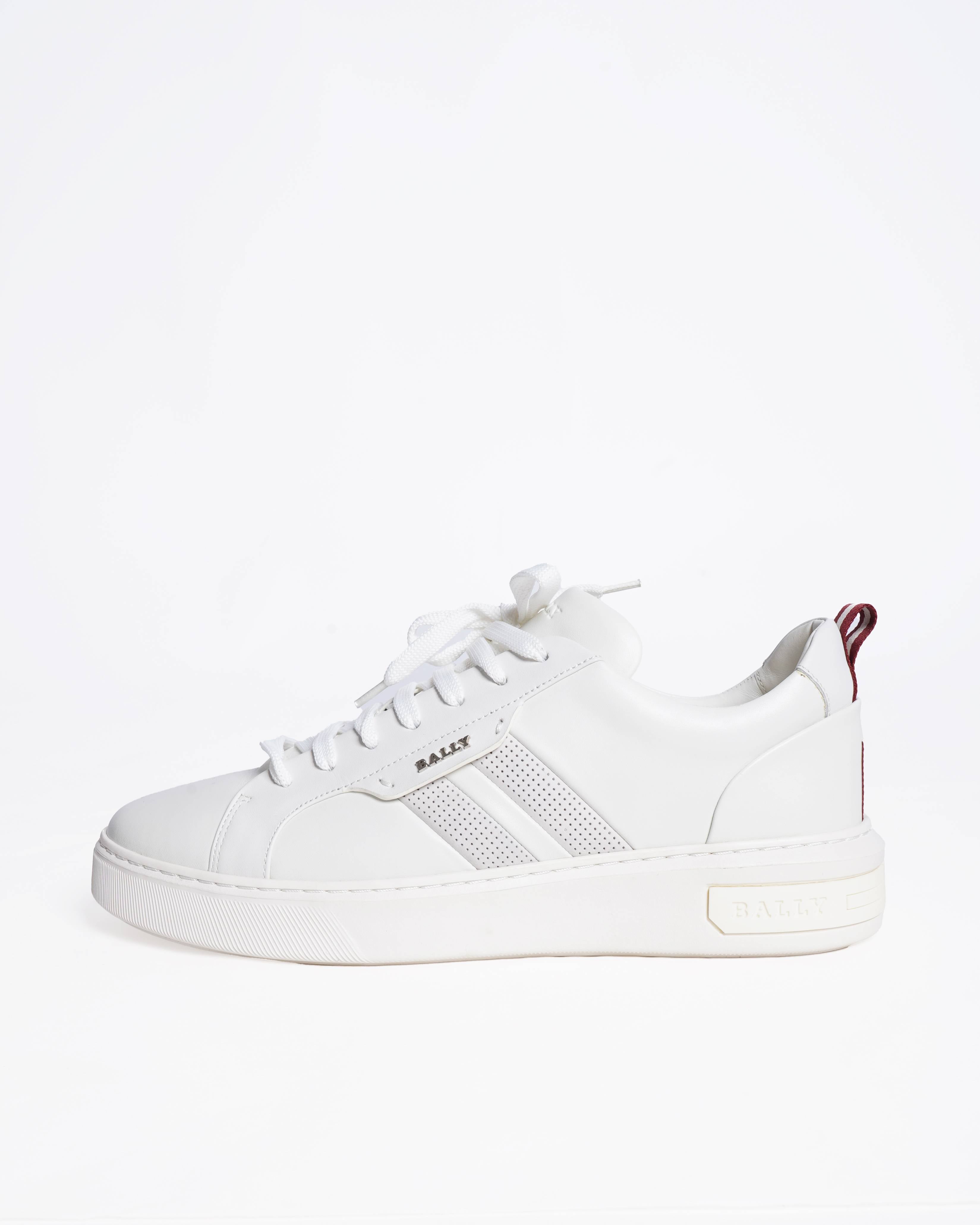 New Bally white lambskin Leather Low-Top sneakers