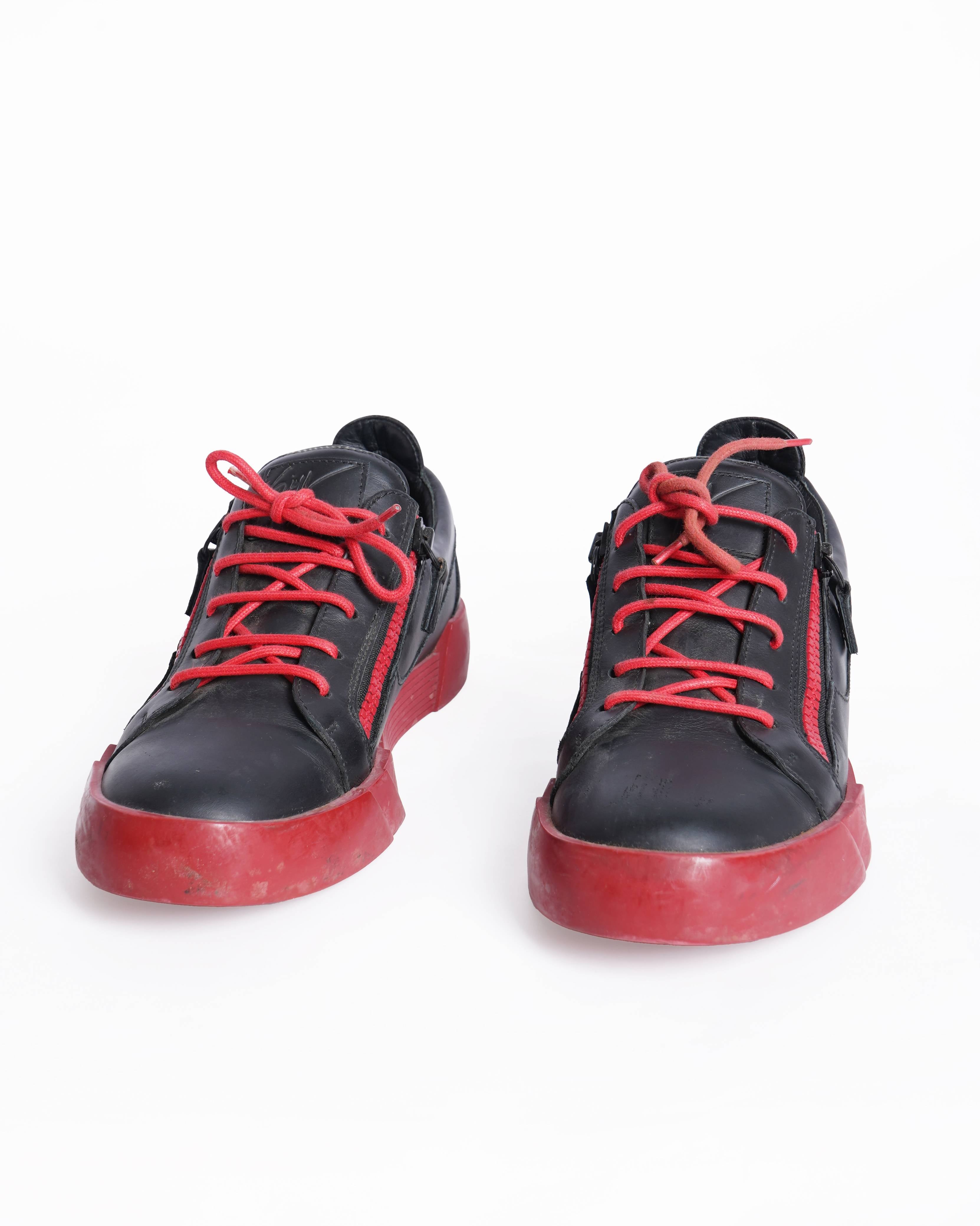 Guiseppe black and red lace up sneakers
