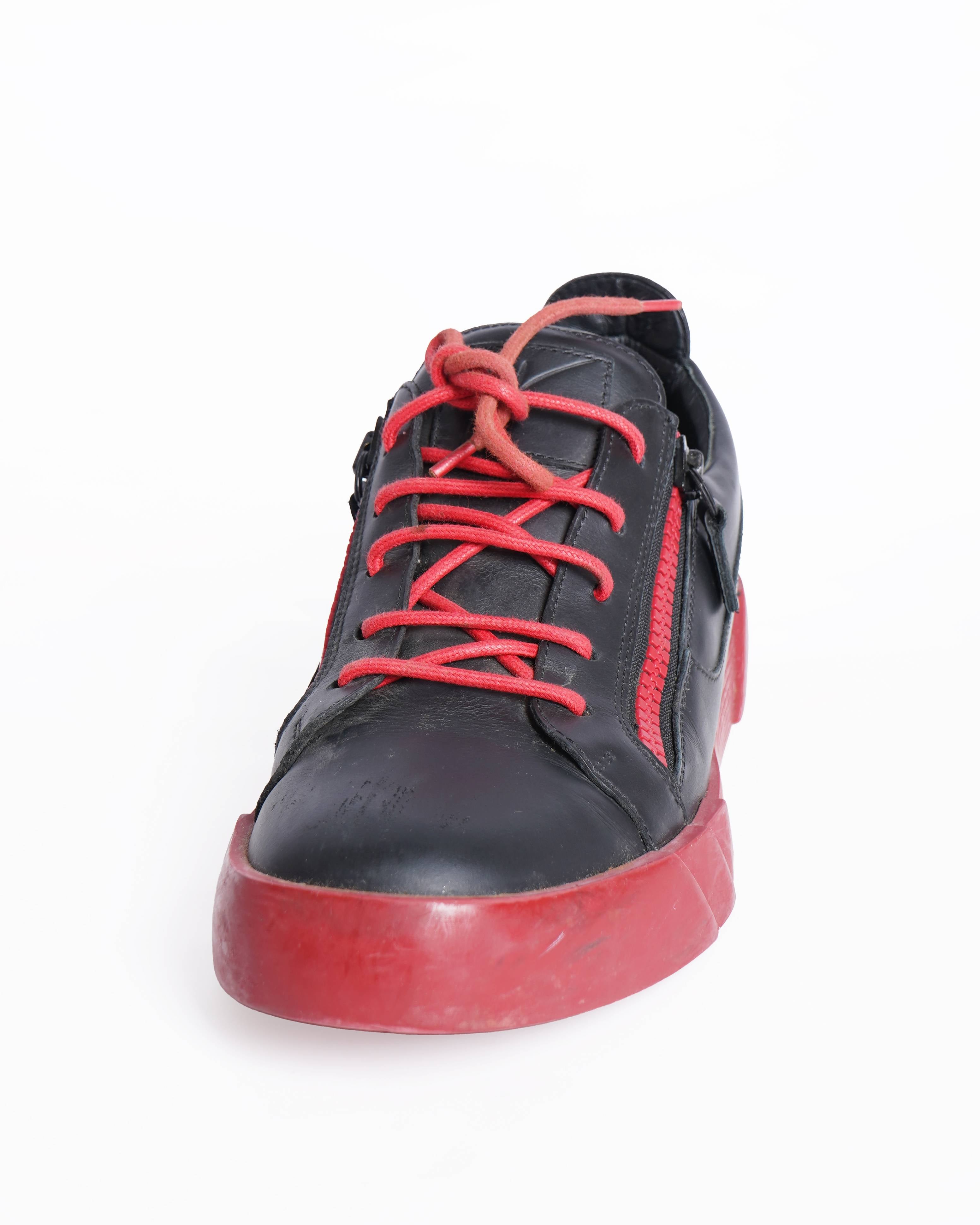 Guiseppe black and red lace up sneakers