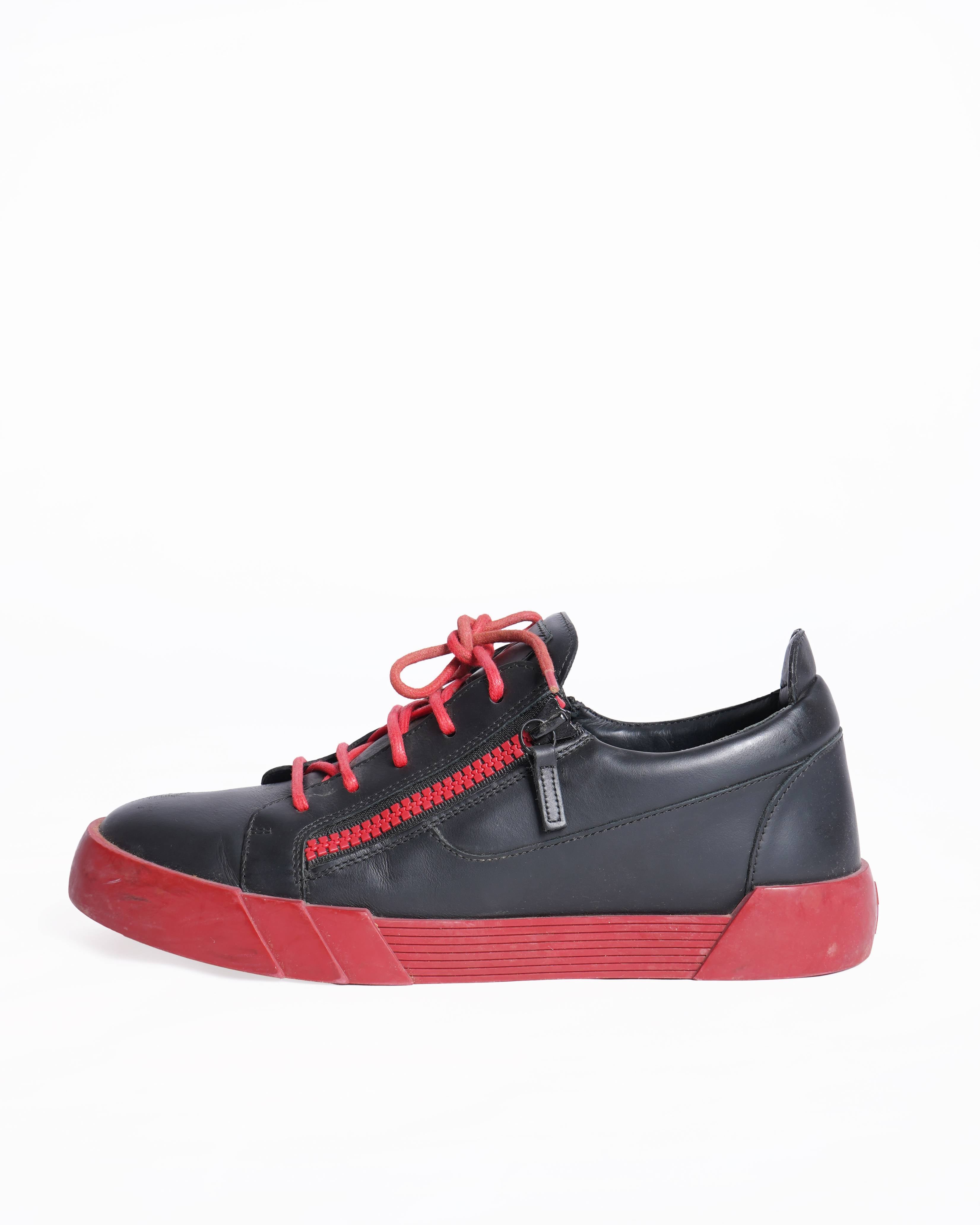 Guiseppe black and red lace up sneakers