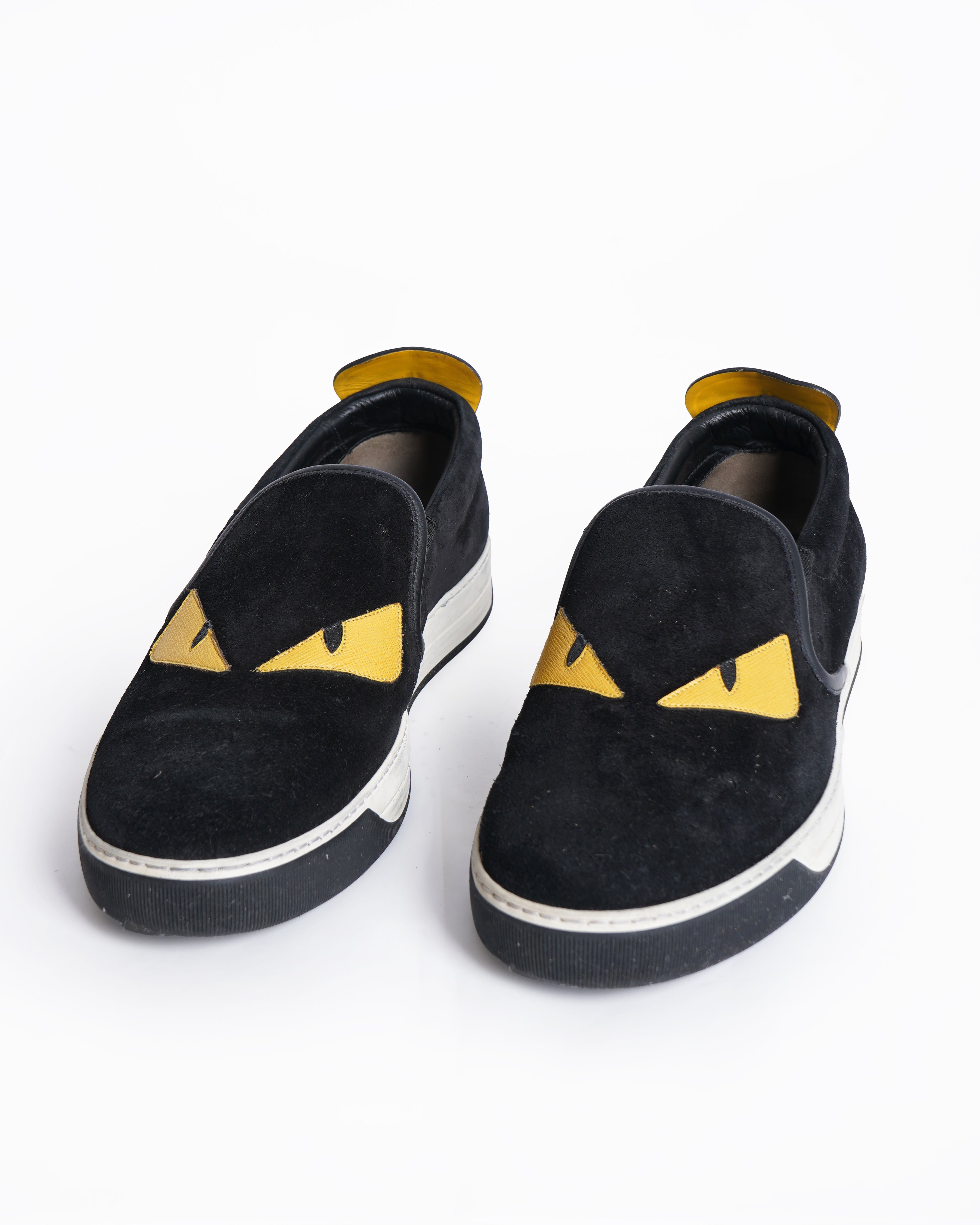 Fendi monster eye suede and leather shoes