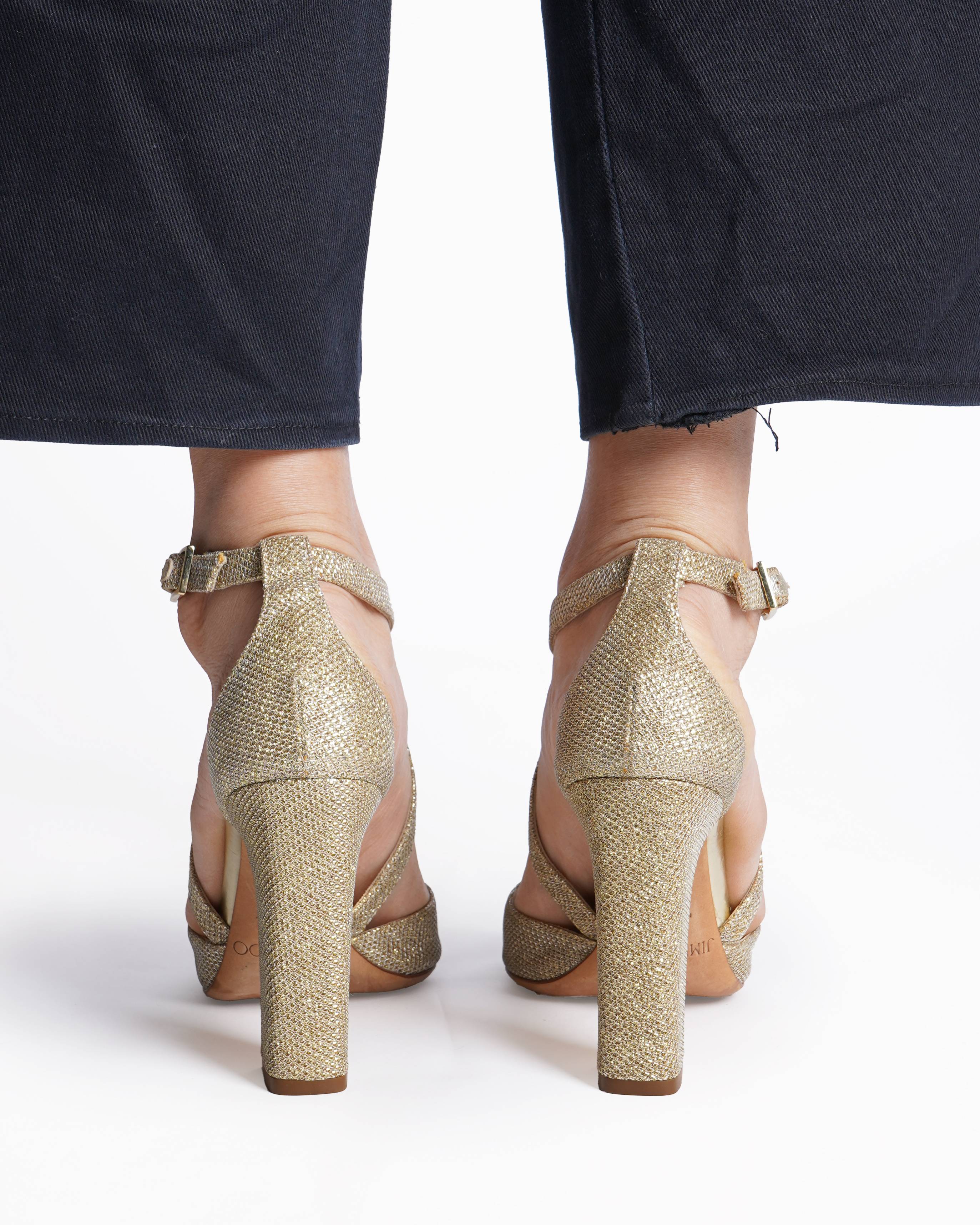 Jimmy choo emily strap glitter heels