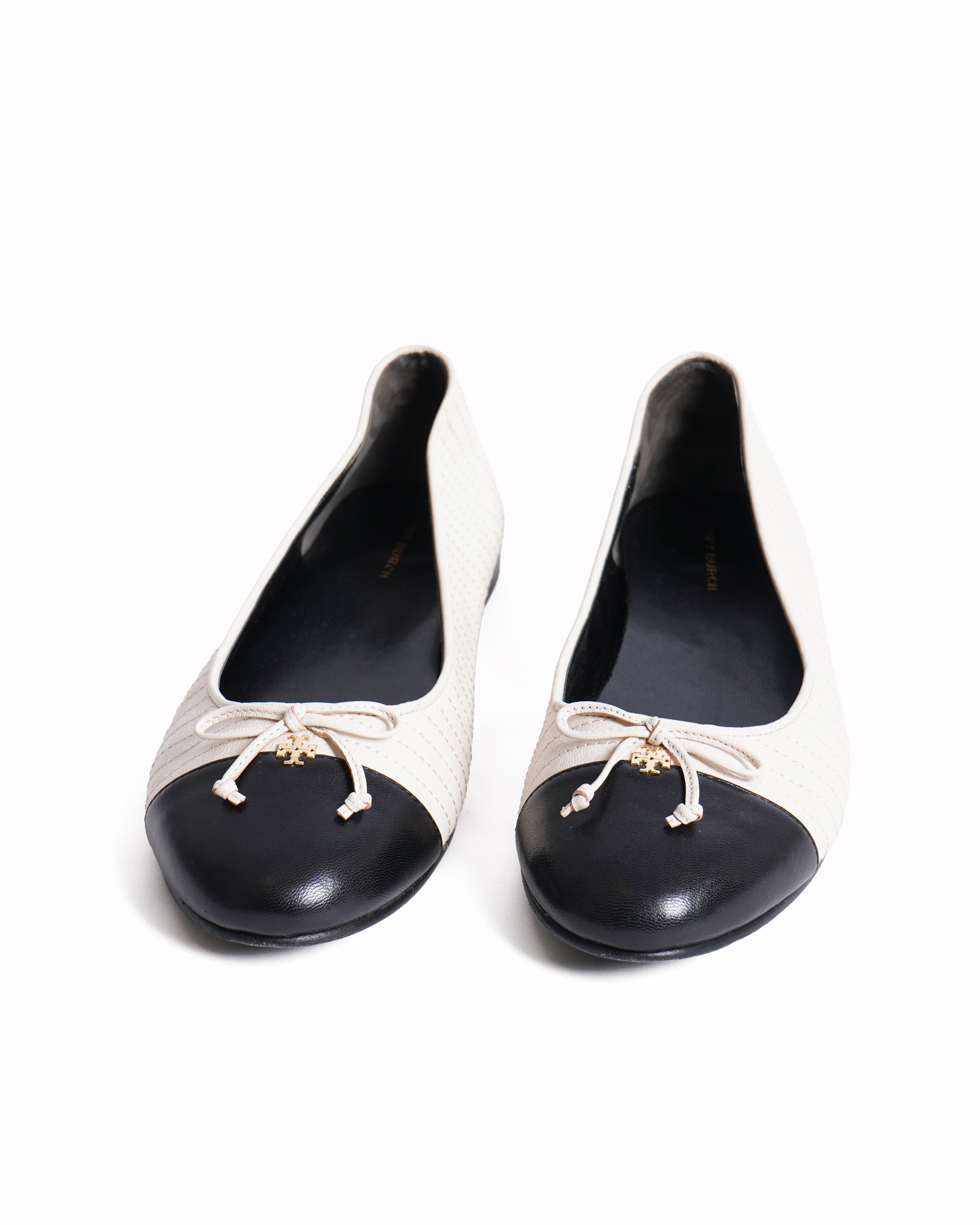 Tory Burch Ballet Flats In Black & Cream