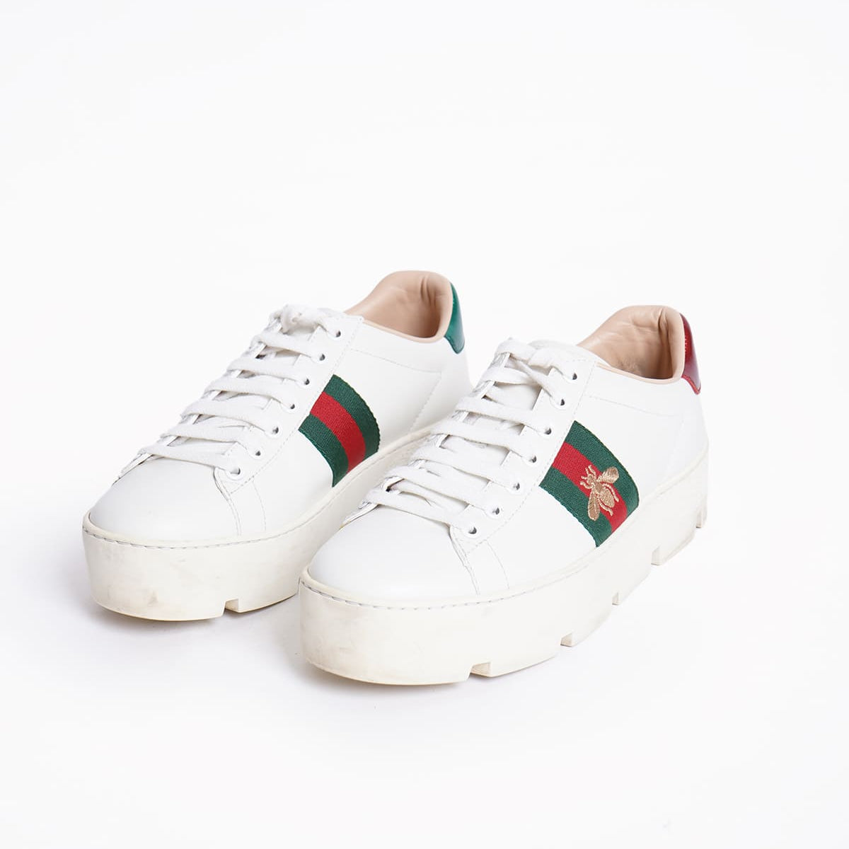 Pre-Owned Gucci Women's Ace Sneakers with Bee Side Patch
