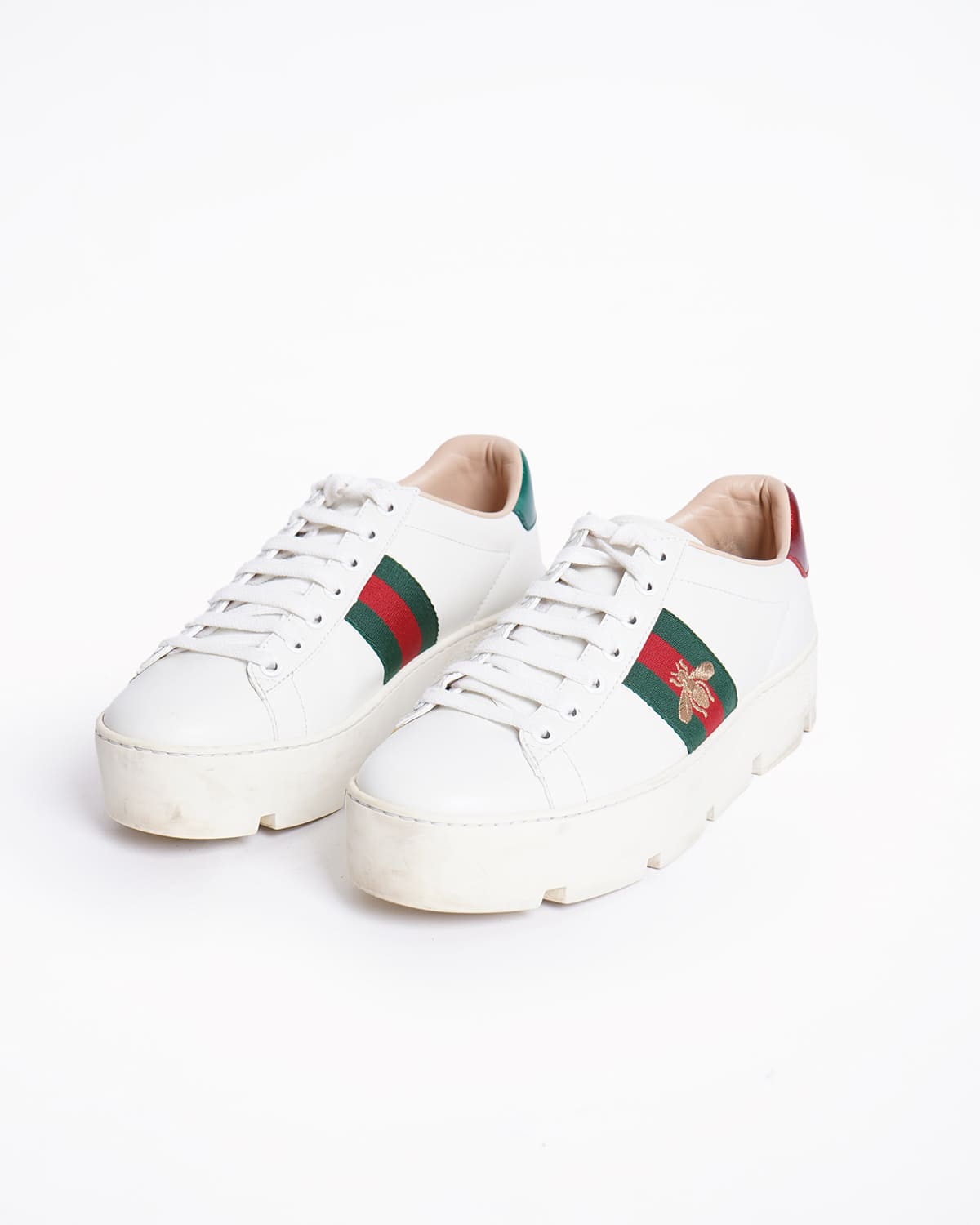 Gucci Women Ace Sneakers With Bee Side Patch
