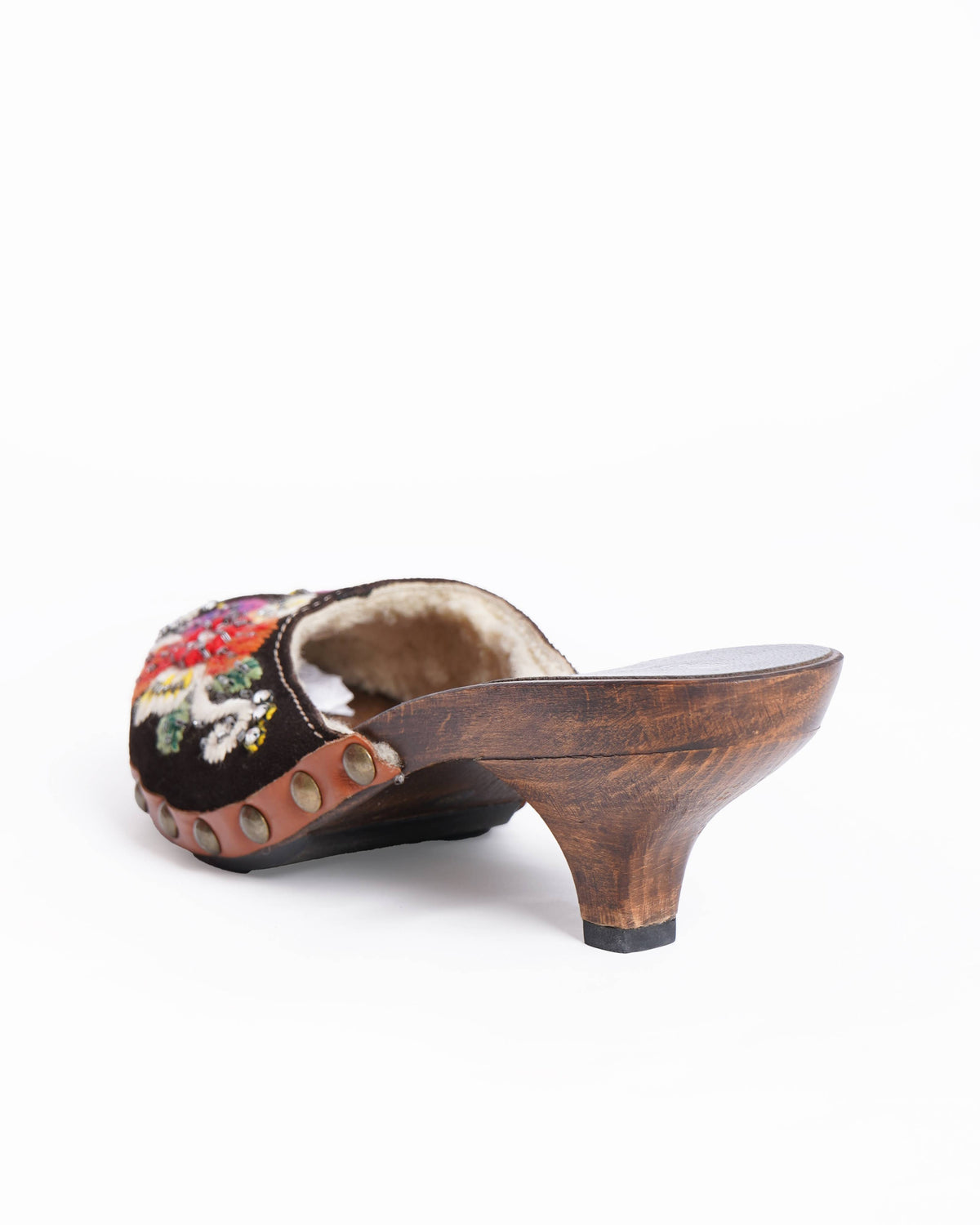 Miu miu embroidered wooden kitten heel clogs Sandals