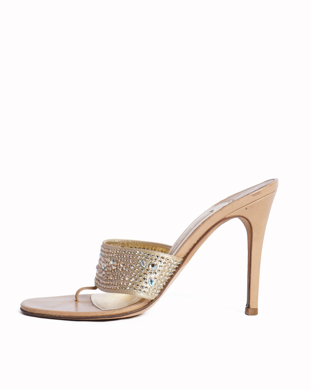 Gina beige crystal thong embellished heels