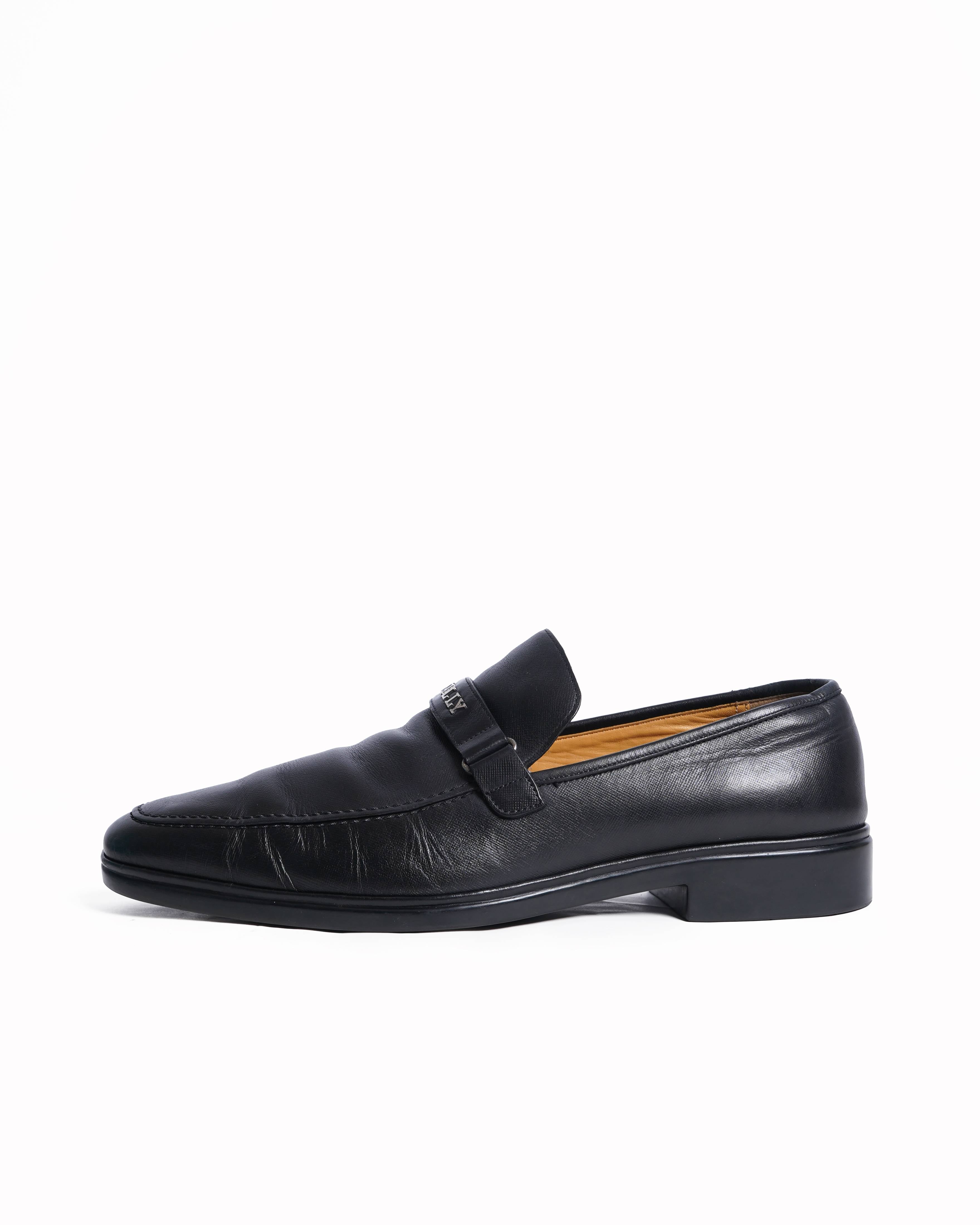 Bally black leather loafers