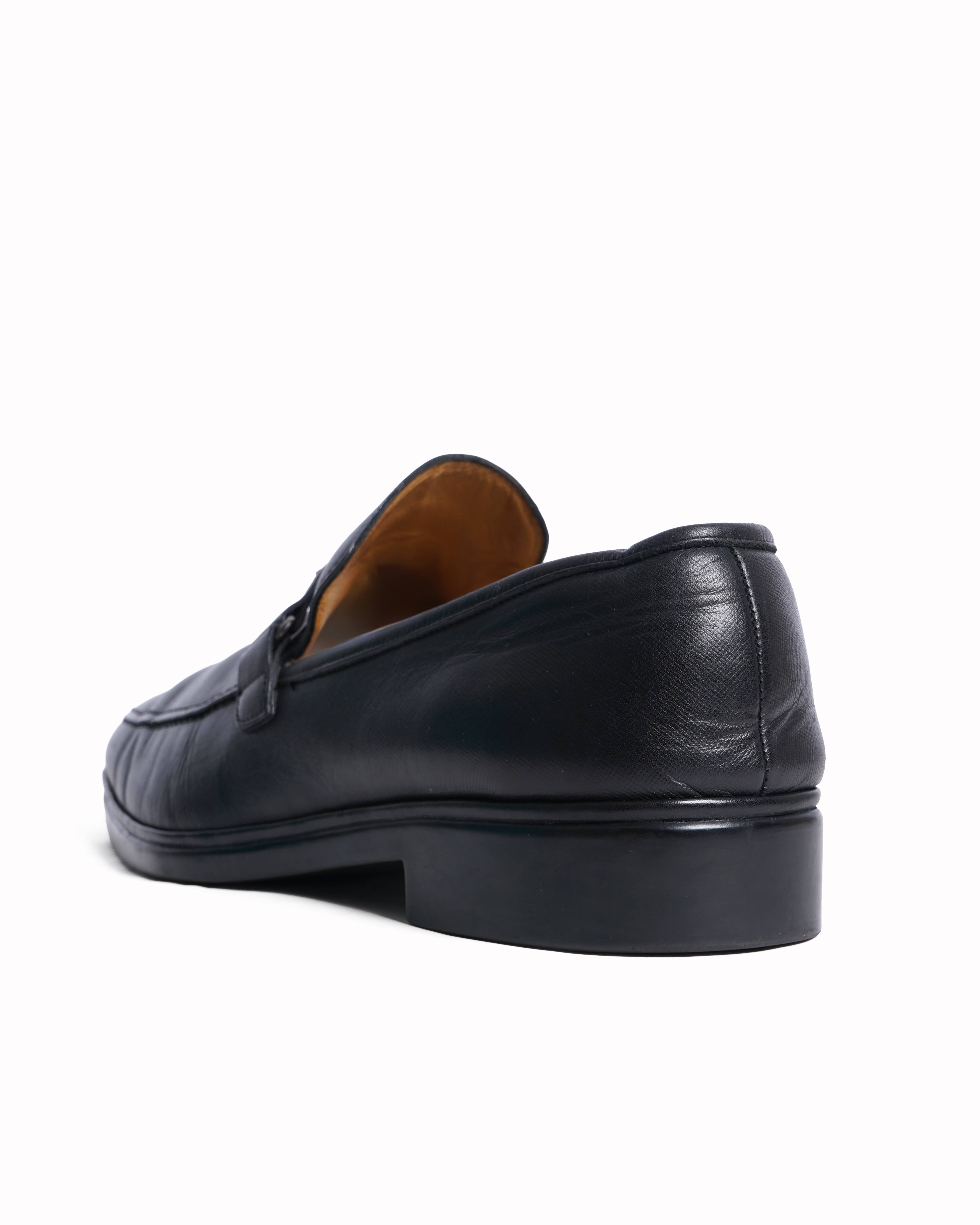 Bally black leather loafers
