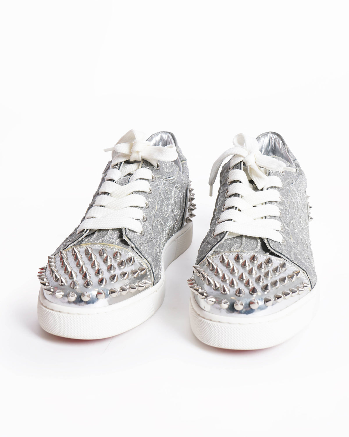 Christian Louboutin Glitter Calf Leather & Spike Women's Sneakers