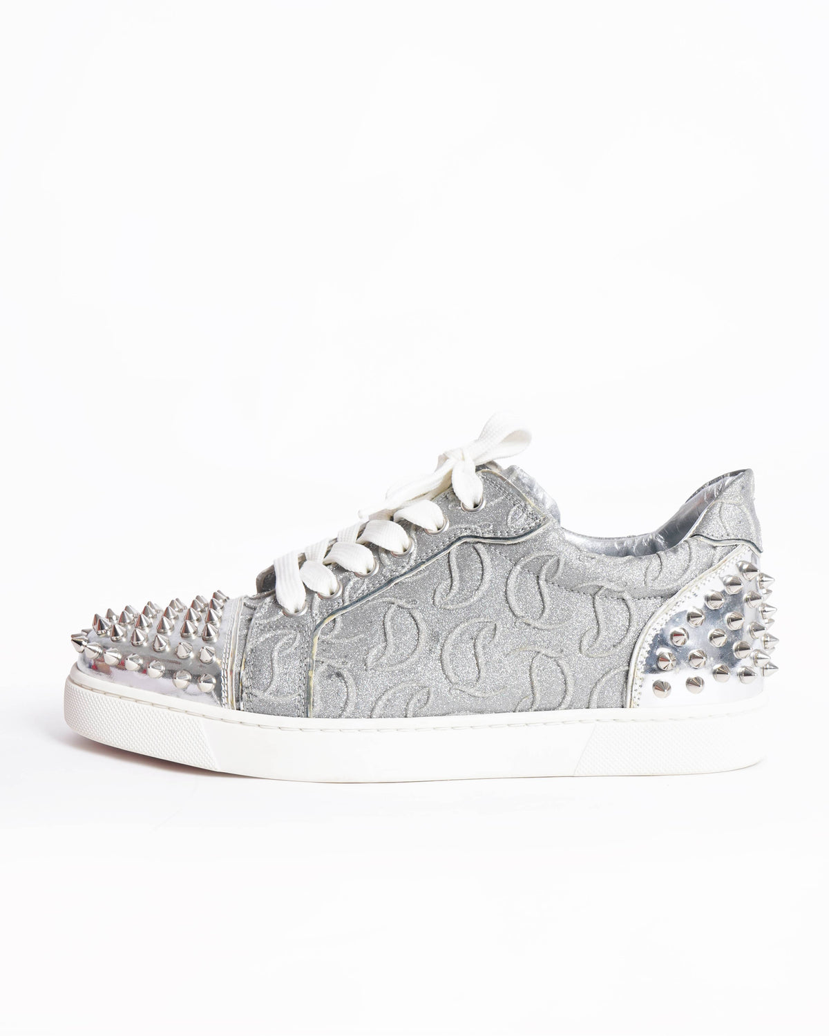 Christian Louboutin Glitter Calf Leather & Spike Women's Sneakers
