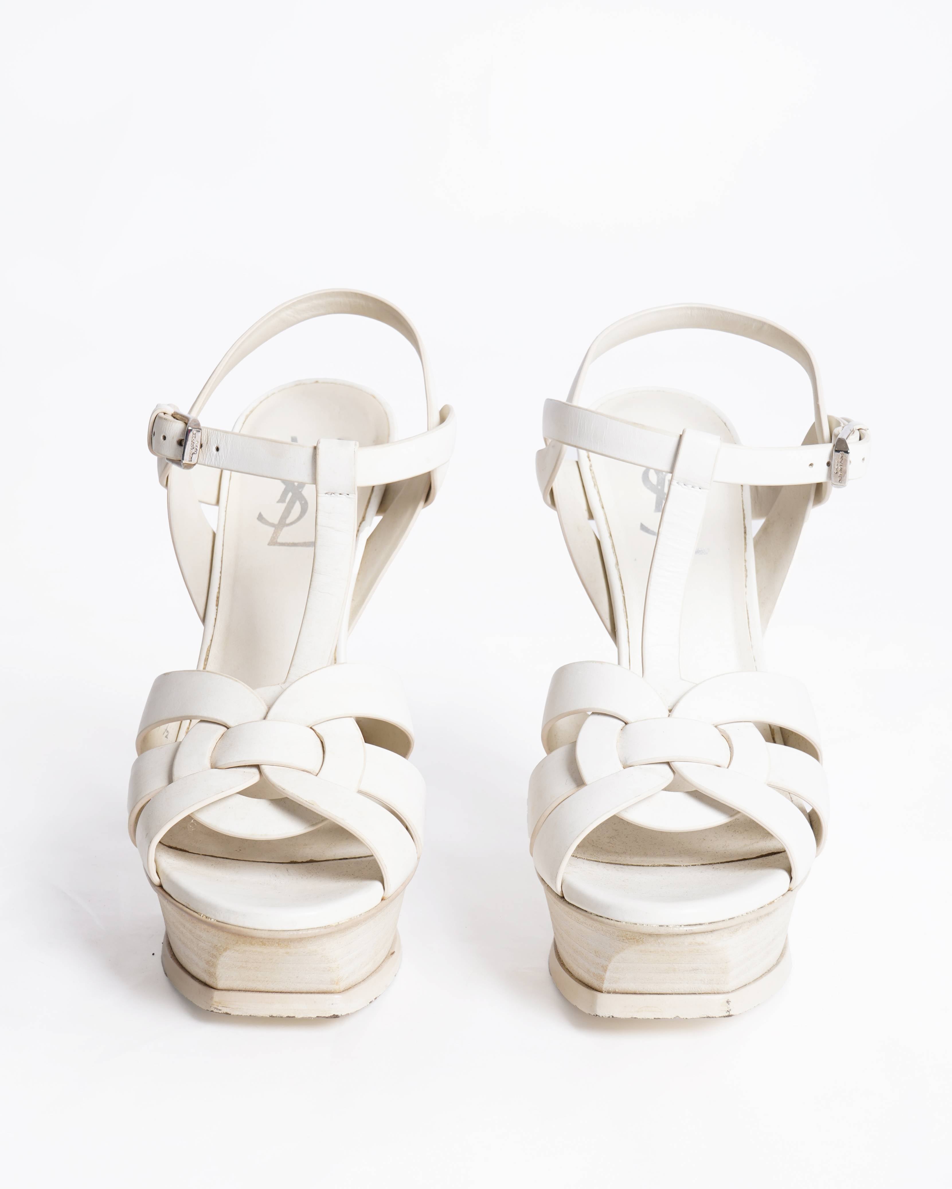 Yves Saint Laurent tribute White Leather heels