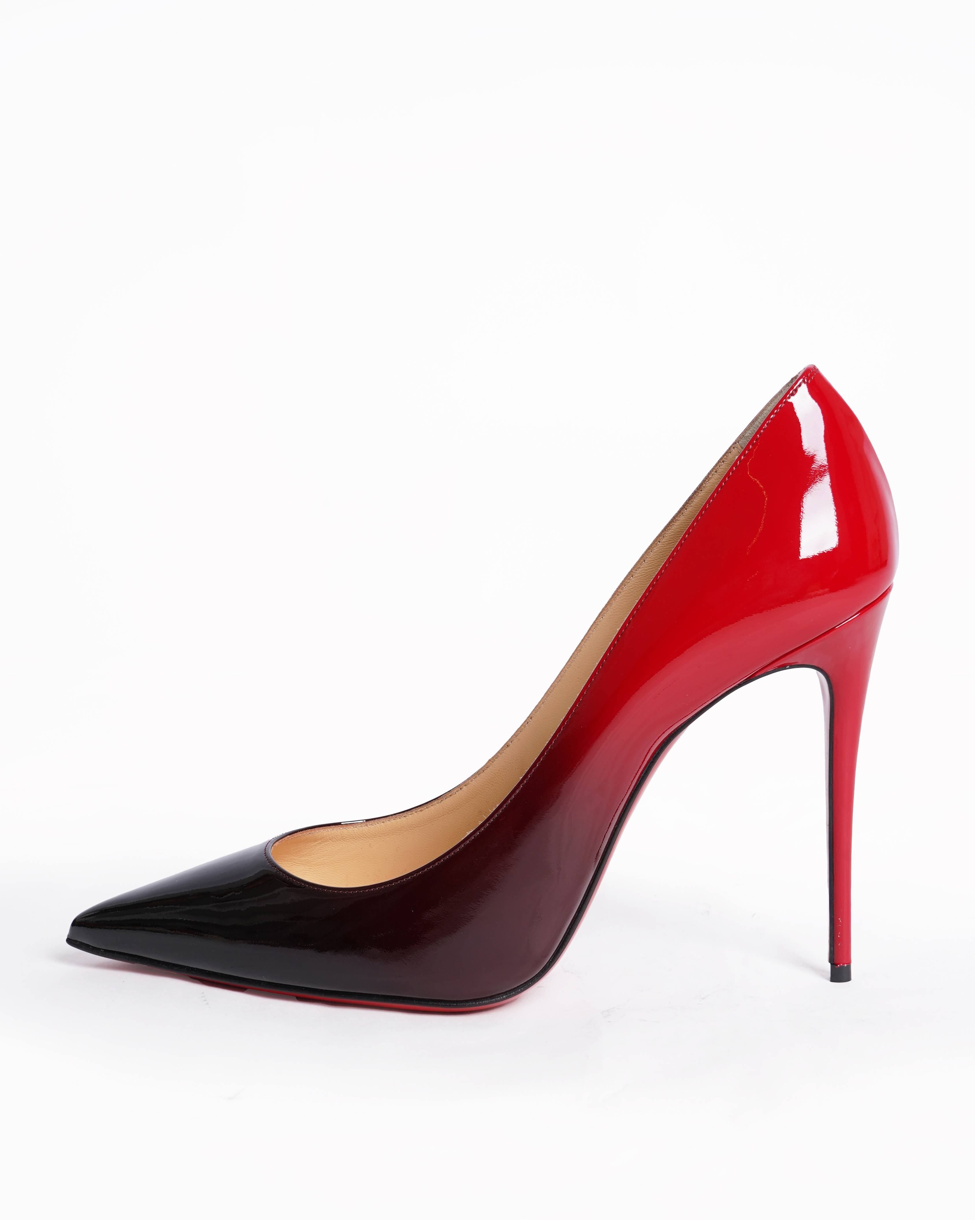 Christian Louboutin So Kate Red & Black Patent Leather Heels