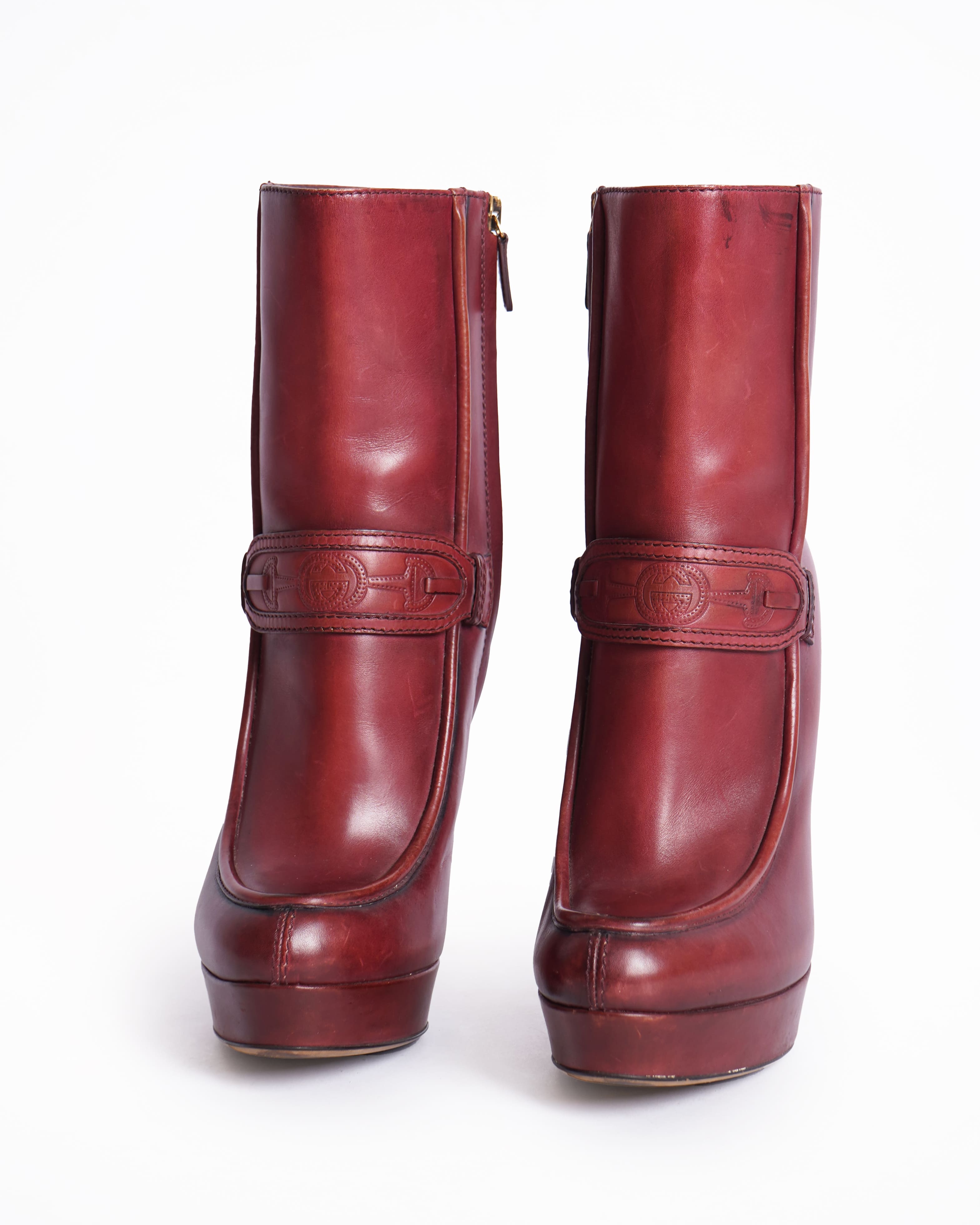 Gucci Burgundy Leather Boots