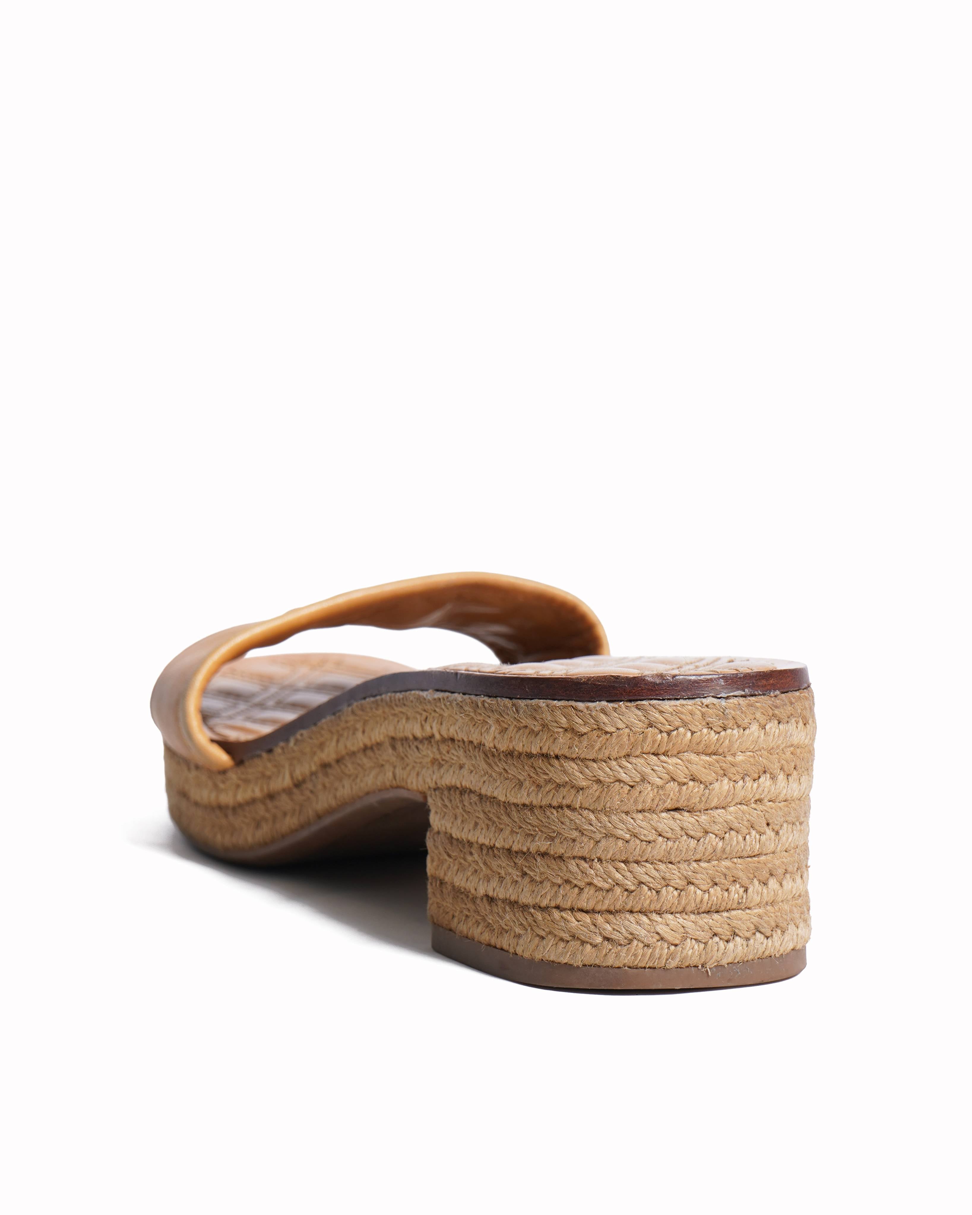 Tory Buch Tan Quilted Platform Heels