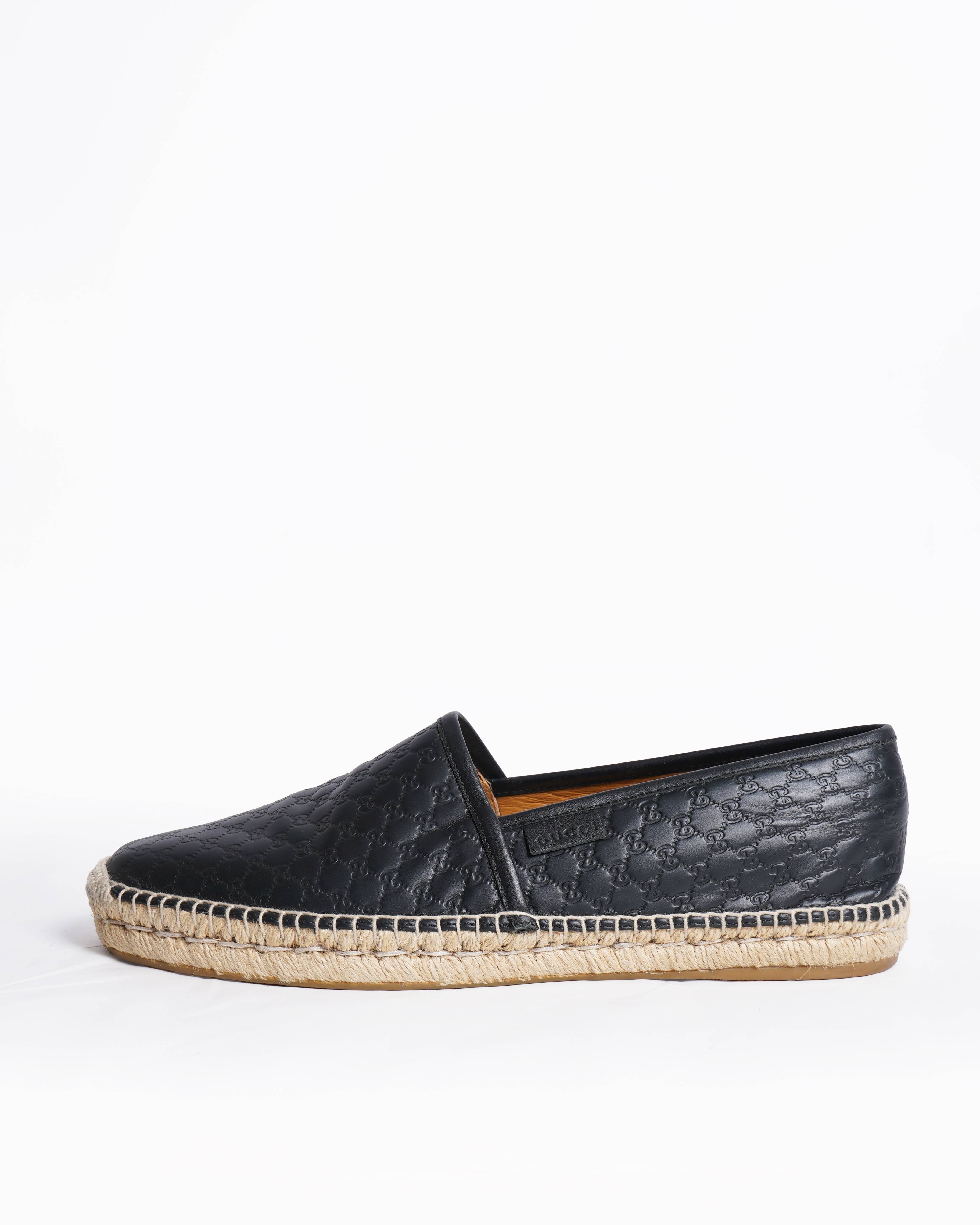 Gucci Men's Nero Micro Guccissima Leather Espadrilles