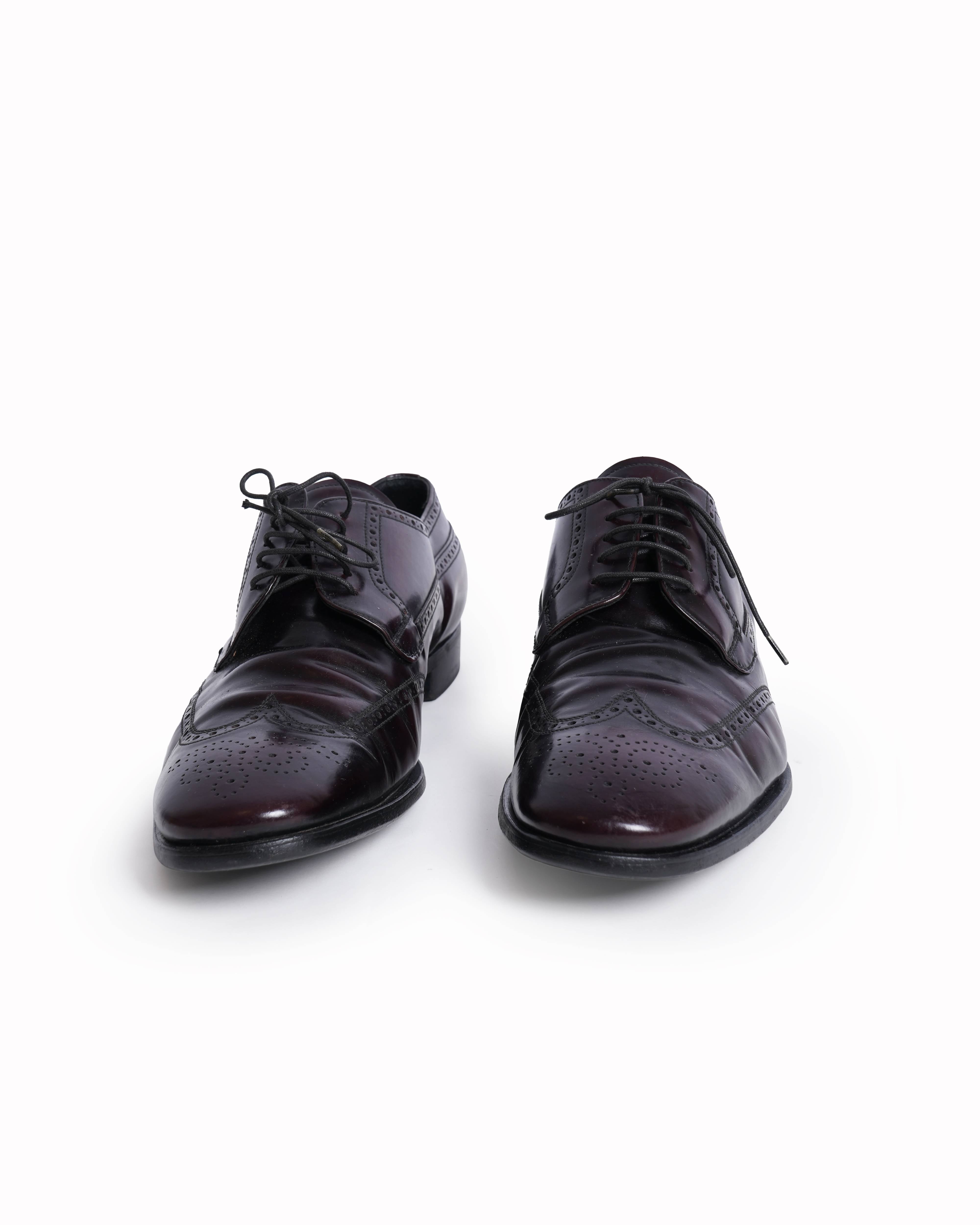 Prada Leather Brown Brogue Oxford Shoes