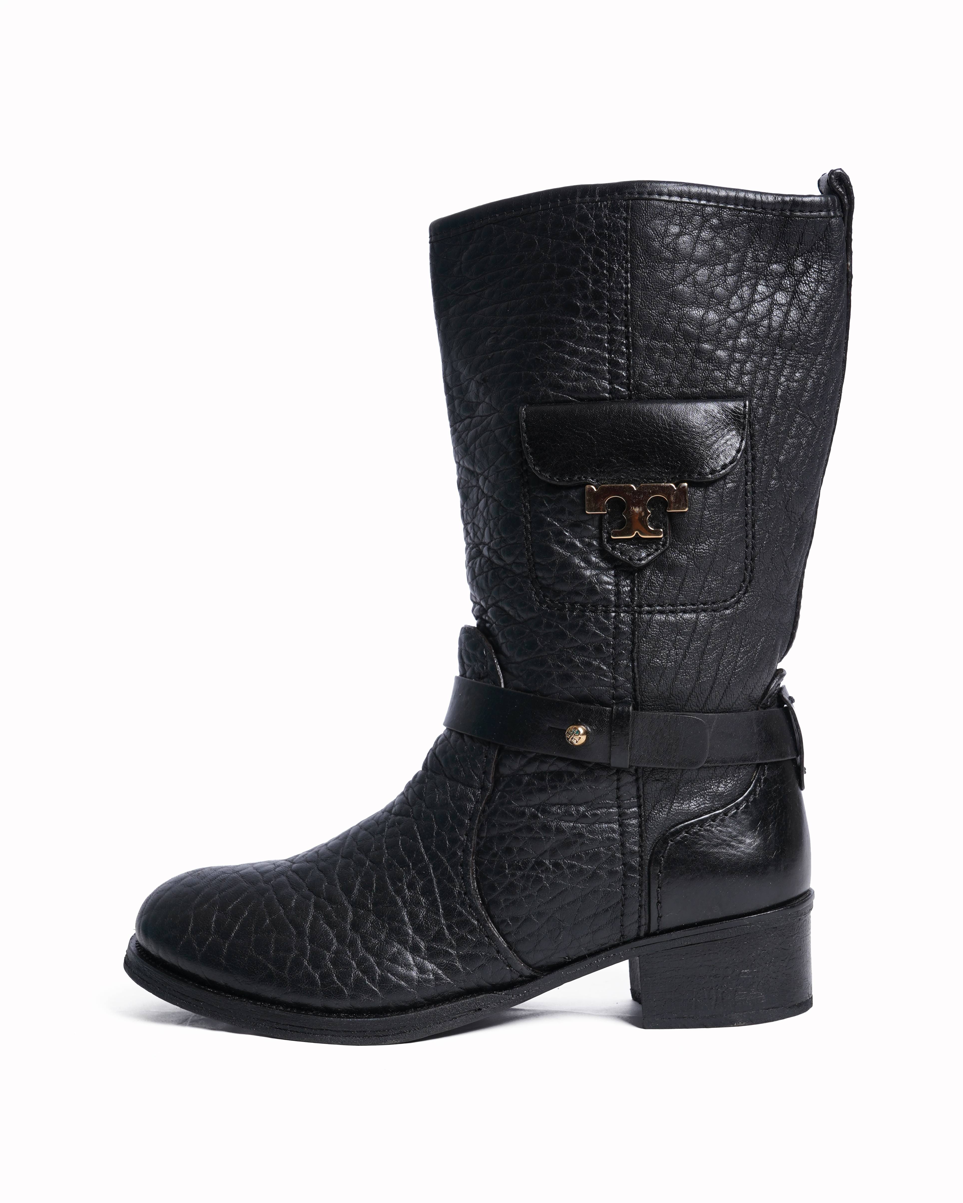 Tory Burch black leather riding boots