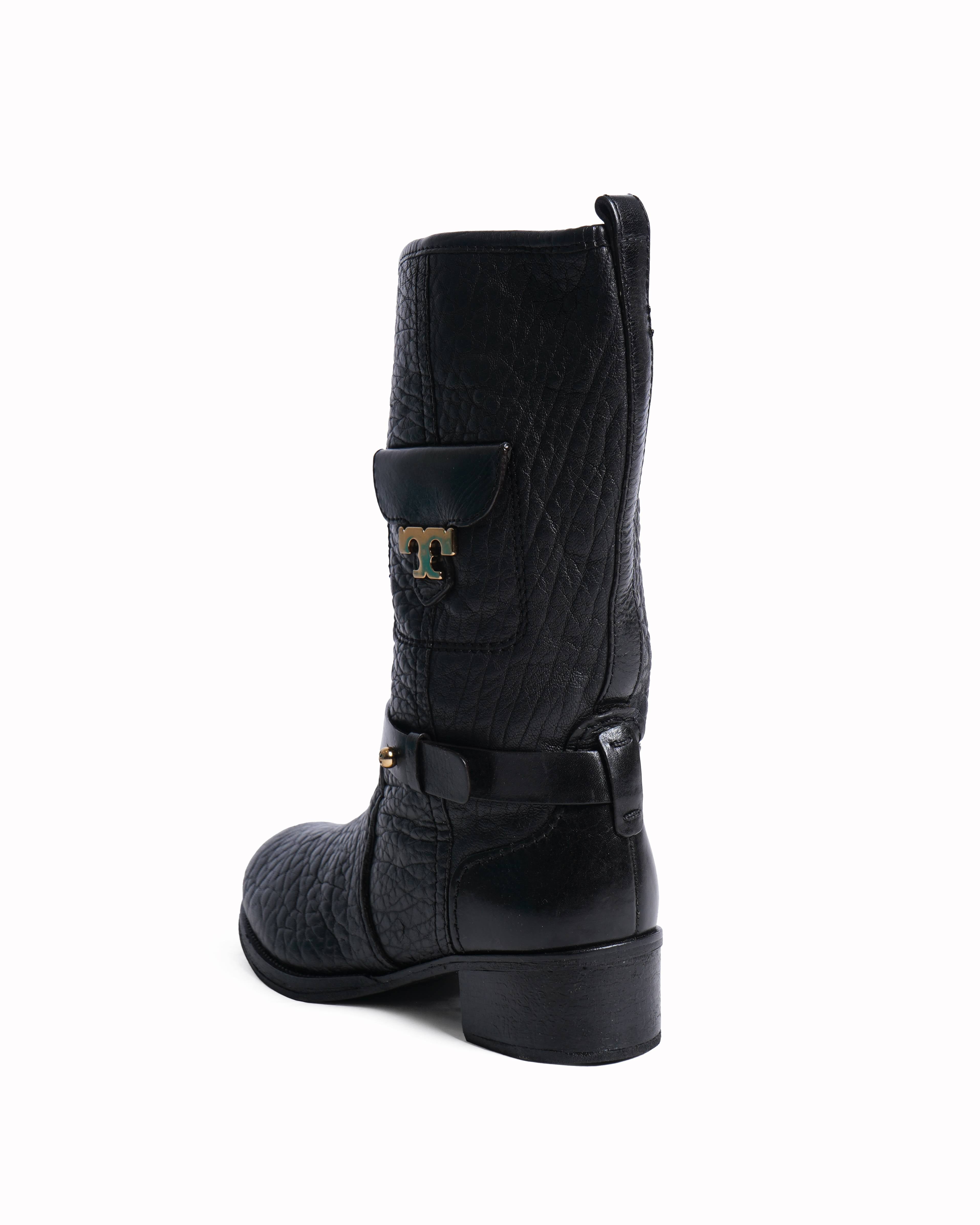 Tory Burch black leather riding boots