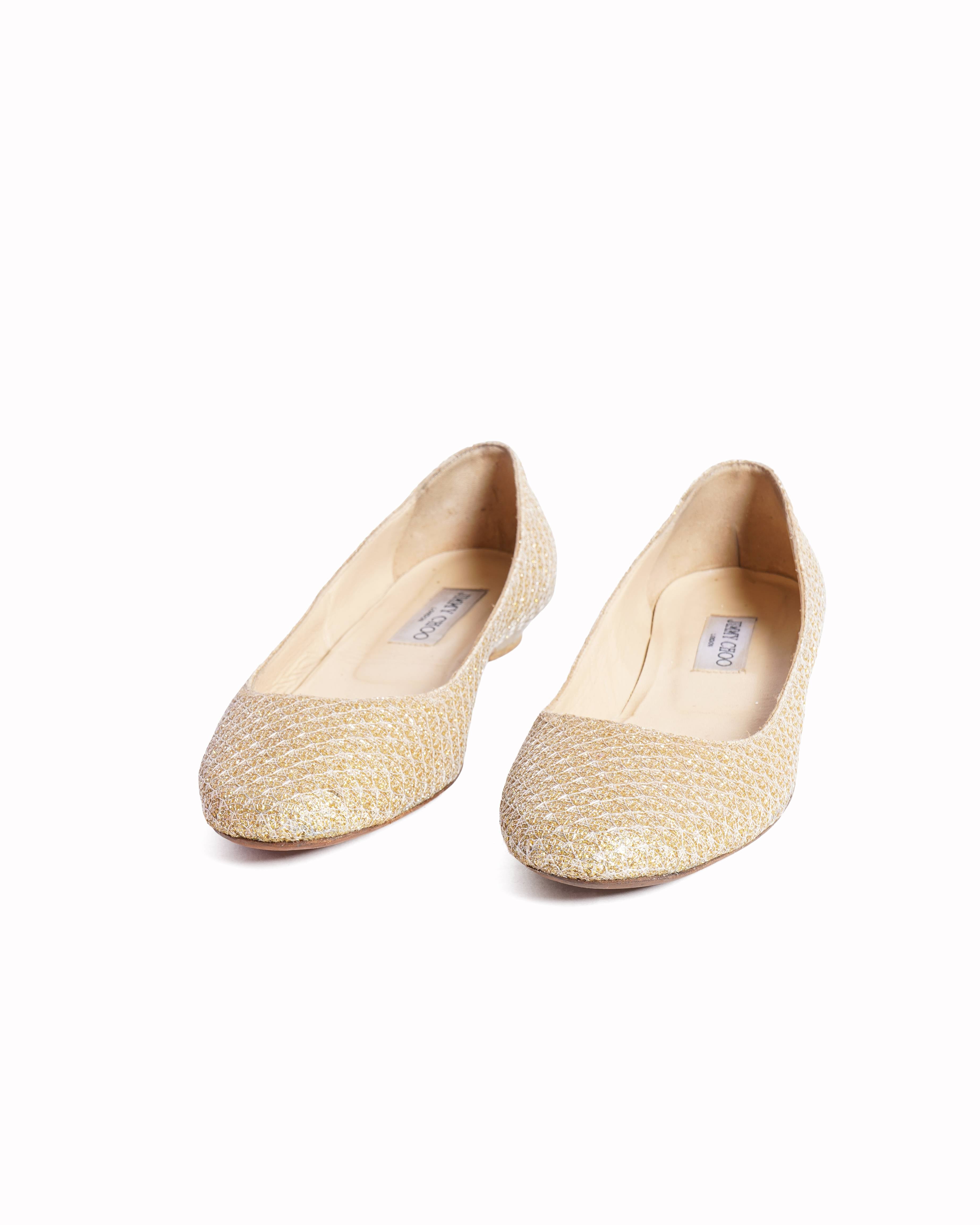 Jimmy choo champagne gold glitter ballet flats