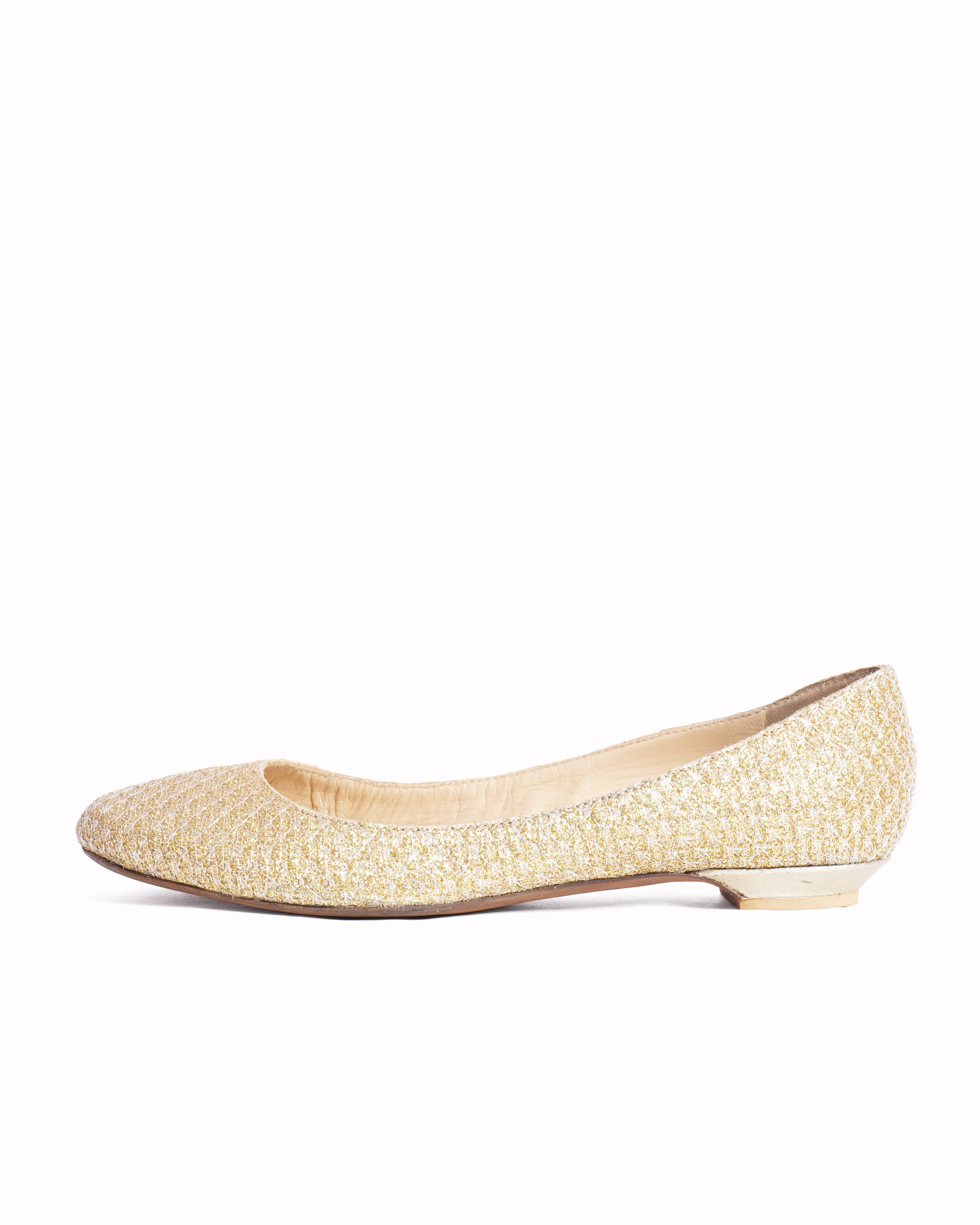 Jimmy choo champagne gold glitter ballet flats
