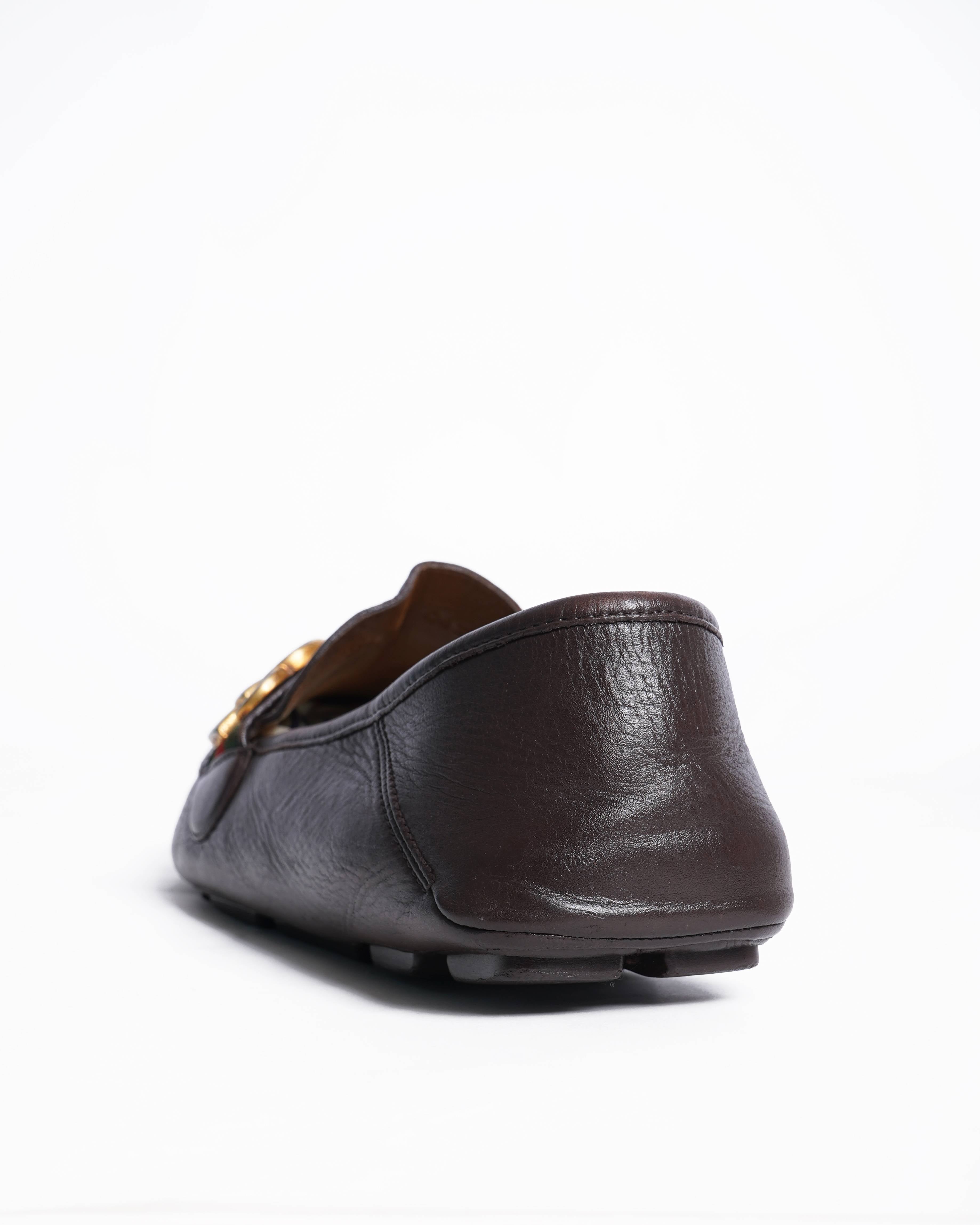 Gucci brown leather driver loafers