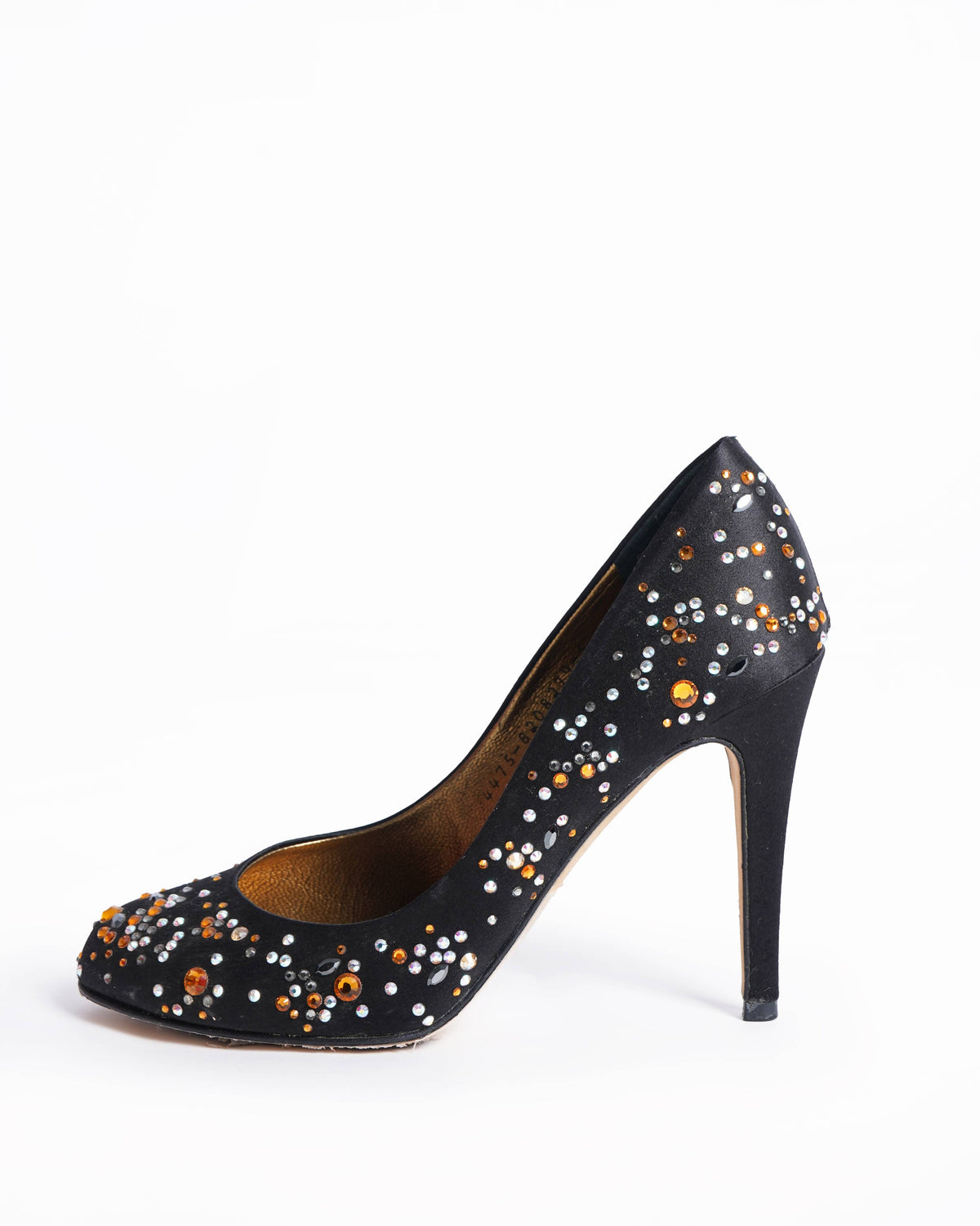 Gina black crystal embellished round toe pumps