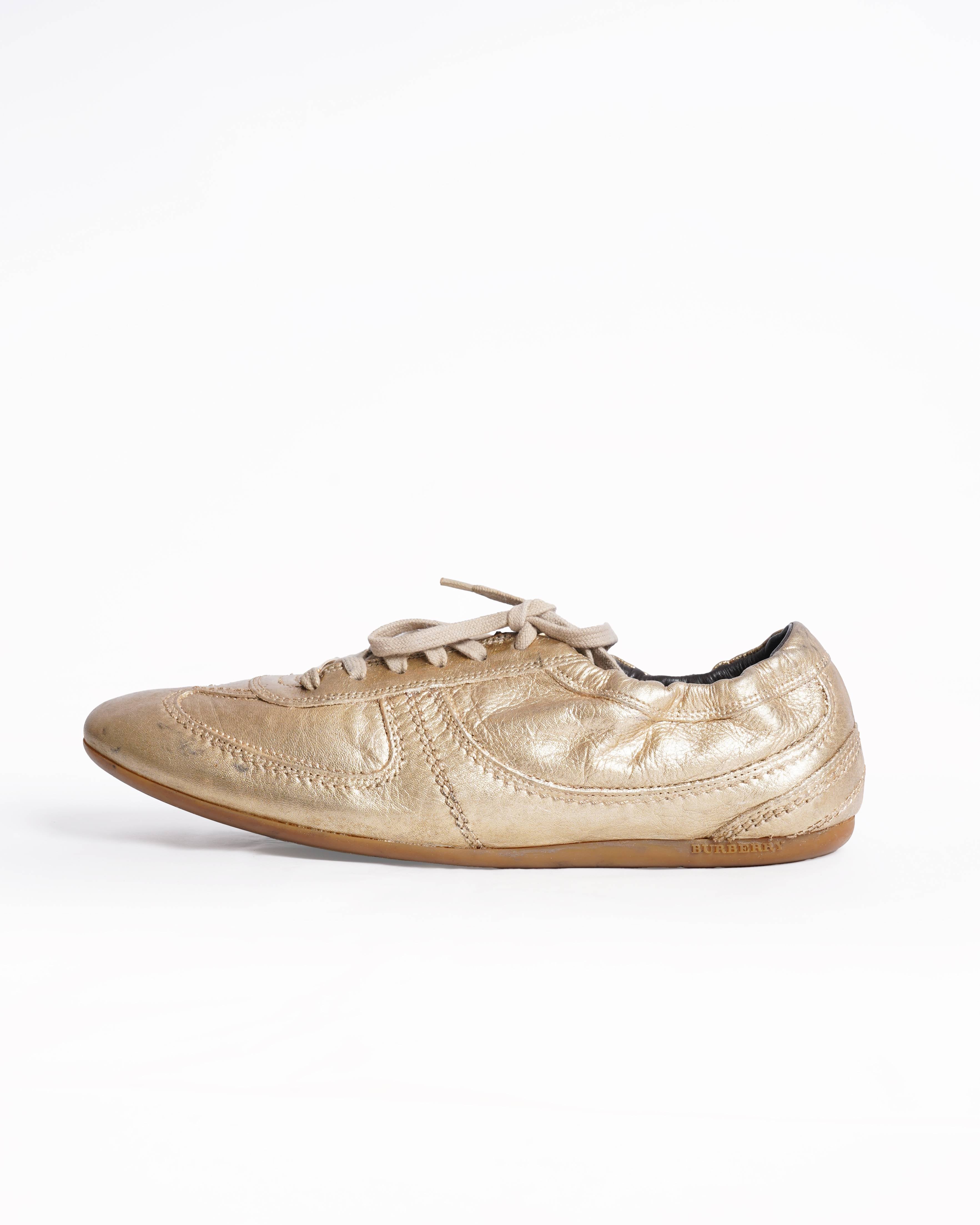 Burberry leather sneakers in a metallic gold finish