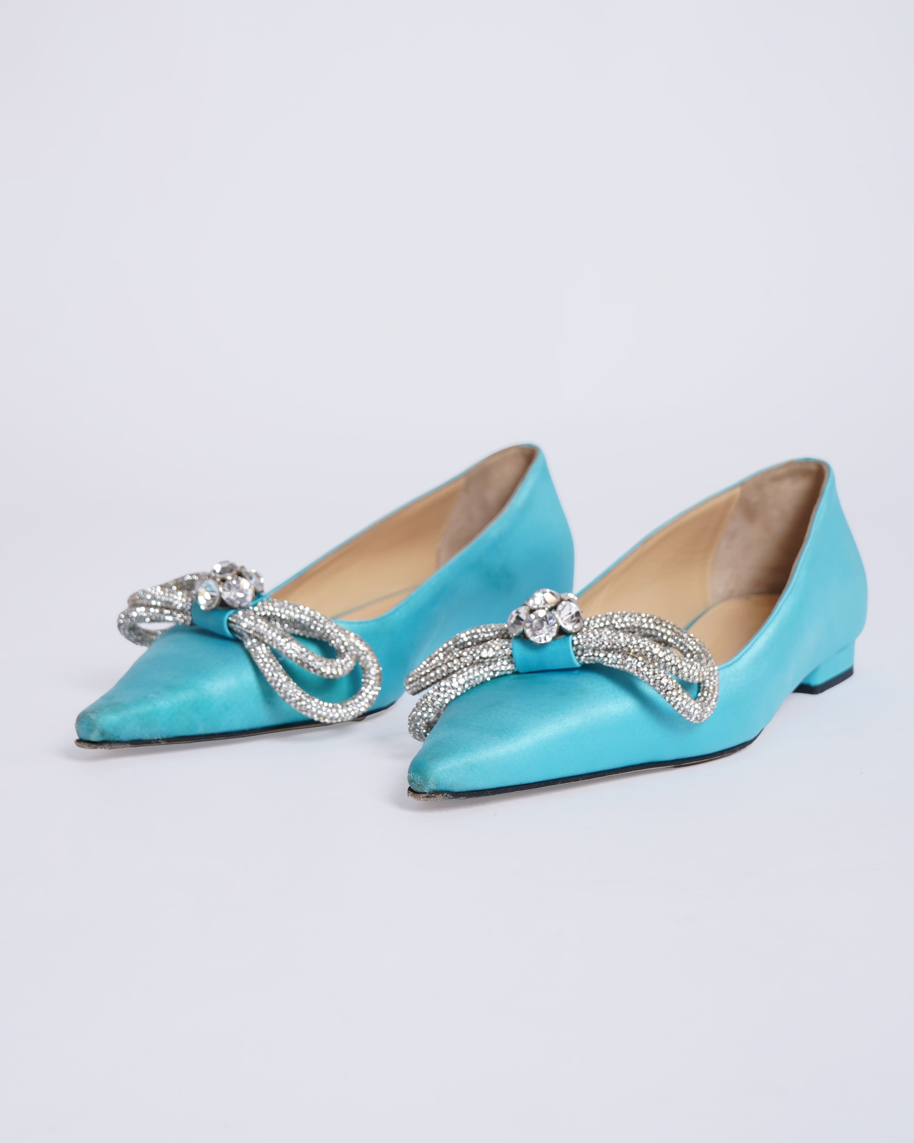 Mach & Mach Crustal Embellished Satin Mules