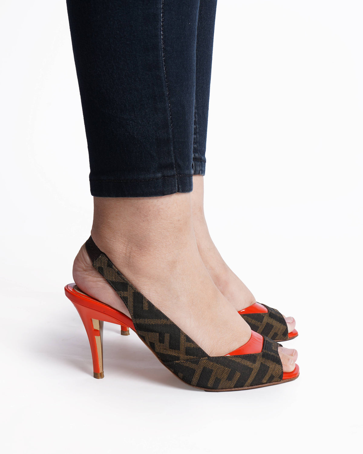 Fendi zucca red slingback Sandals