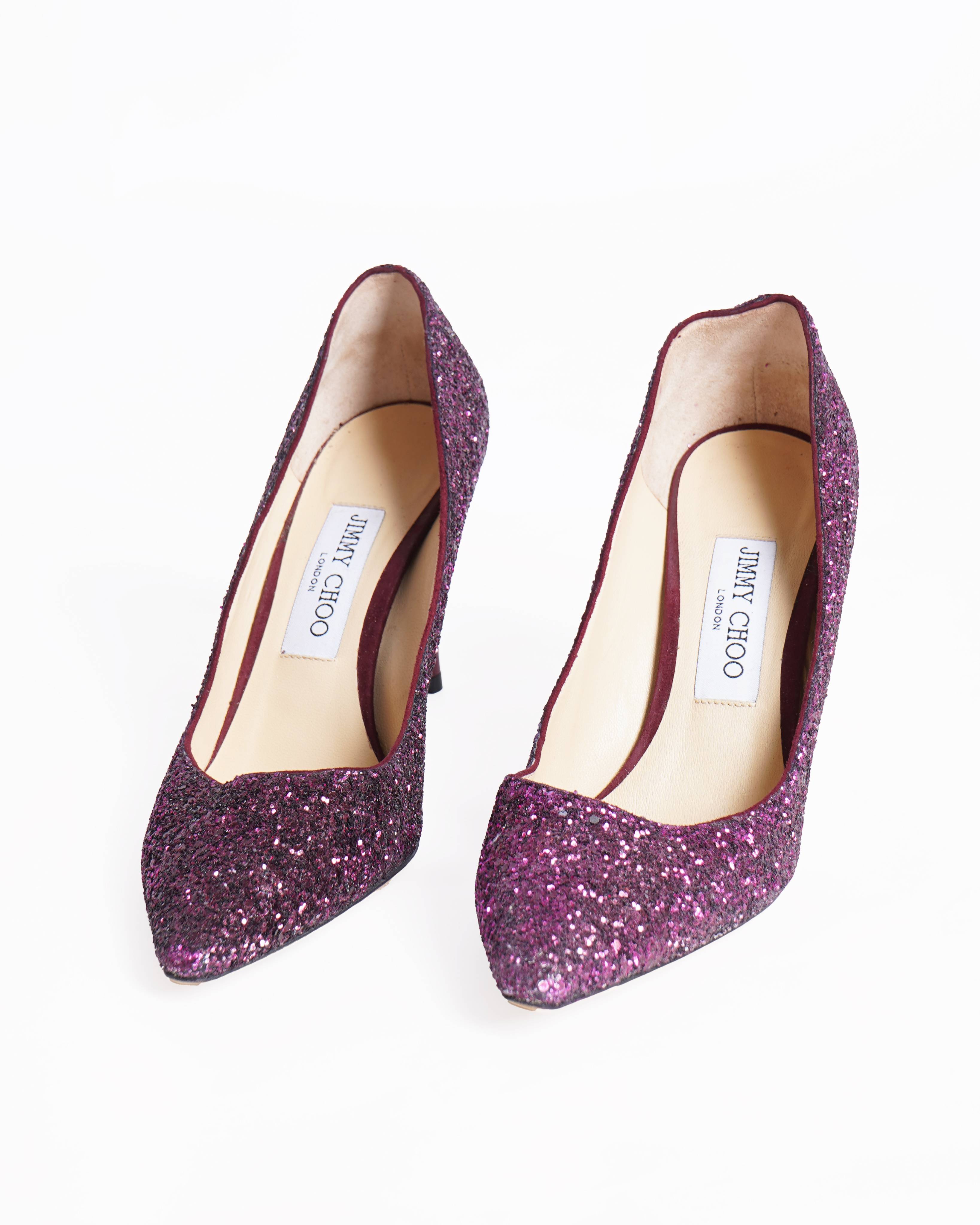 Jimmy choo romy purple glitter pumps