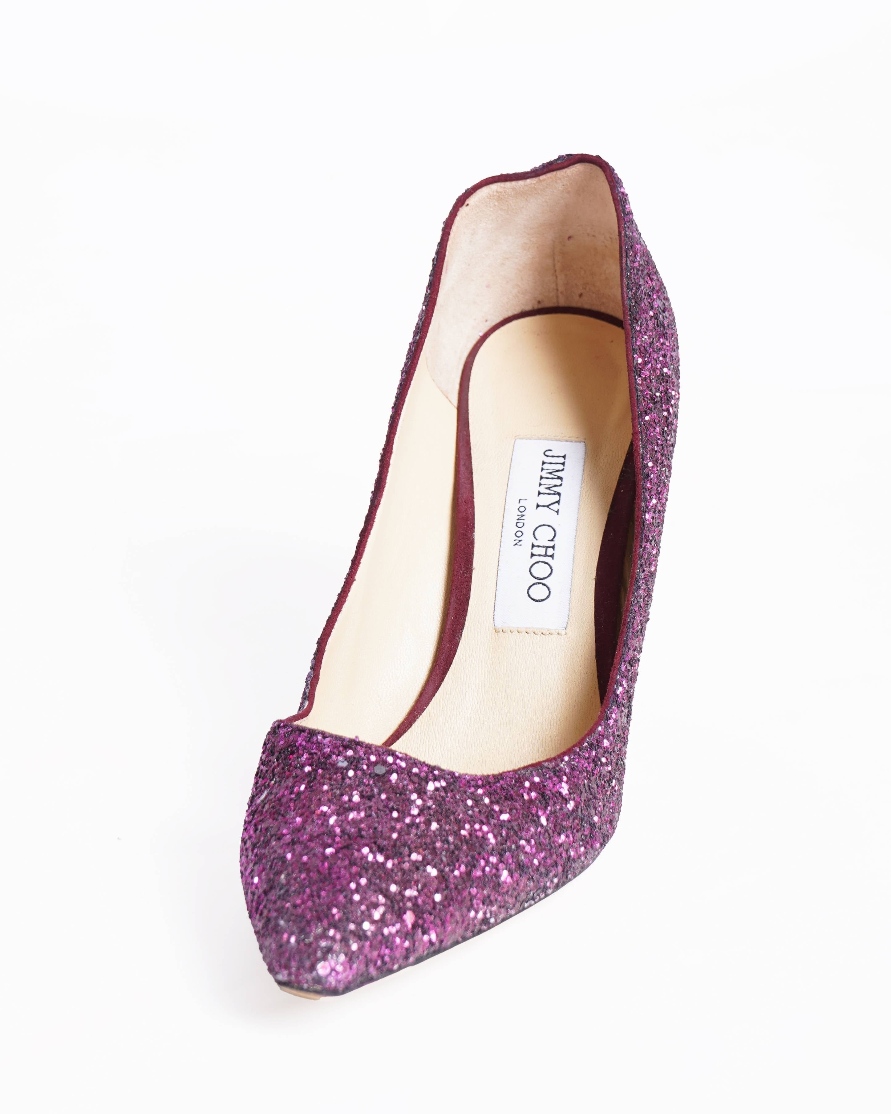Jimmy choo romy purple glitter pumps