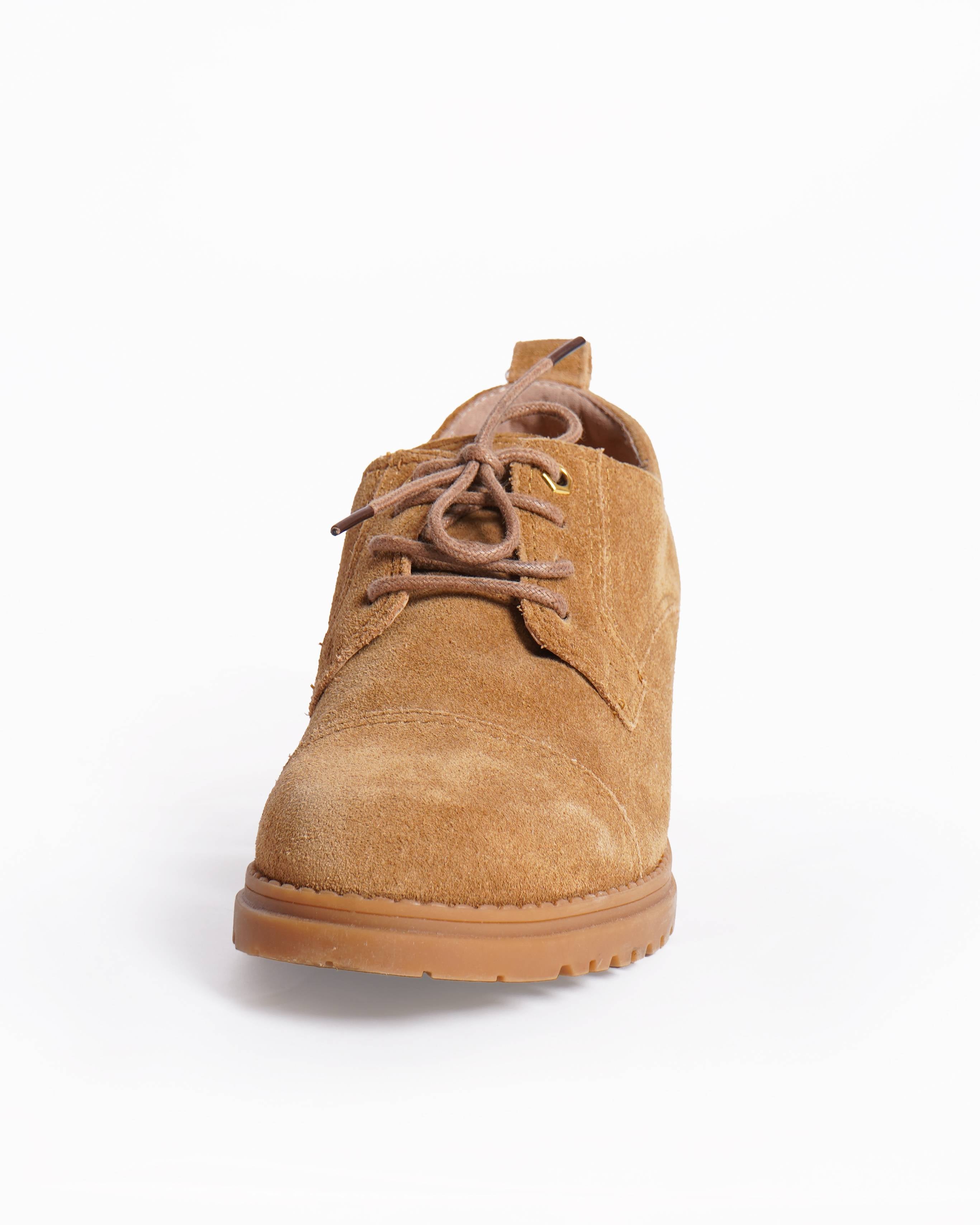 Cole Haan Camea Heritage Tan Suede Heeled Loafers