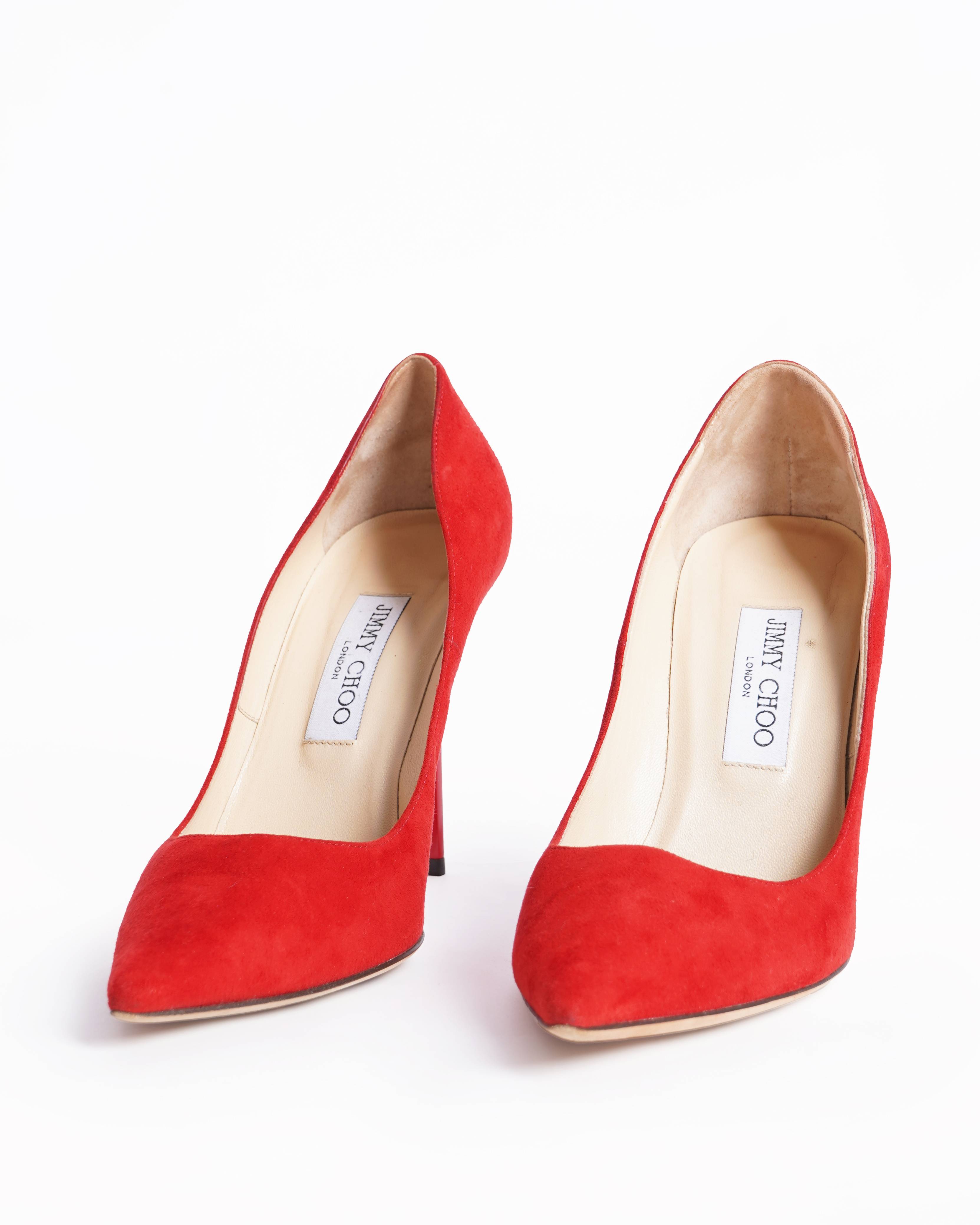 Jimmy choo abel suede red pumps