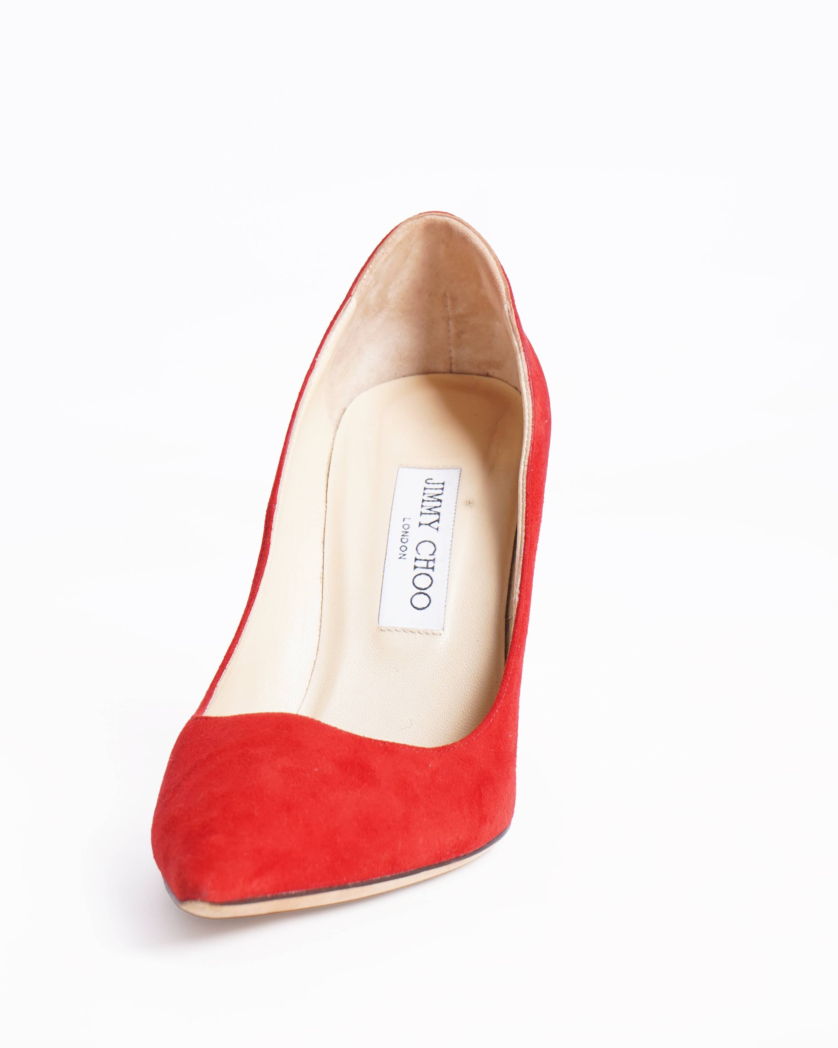 Jimmy choo abel suede red pumps