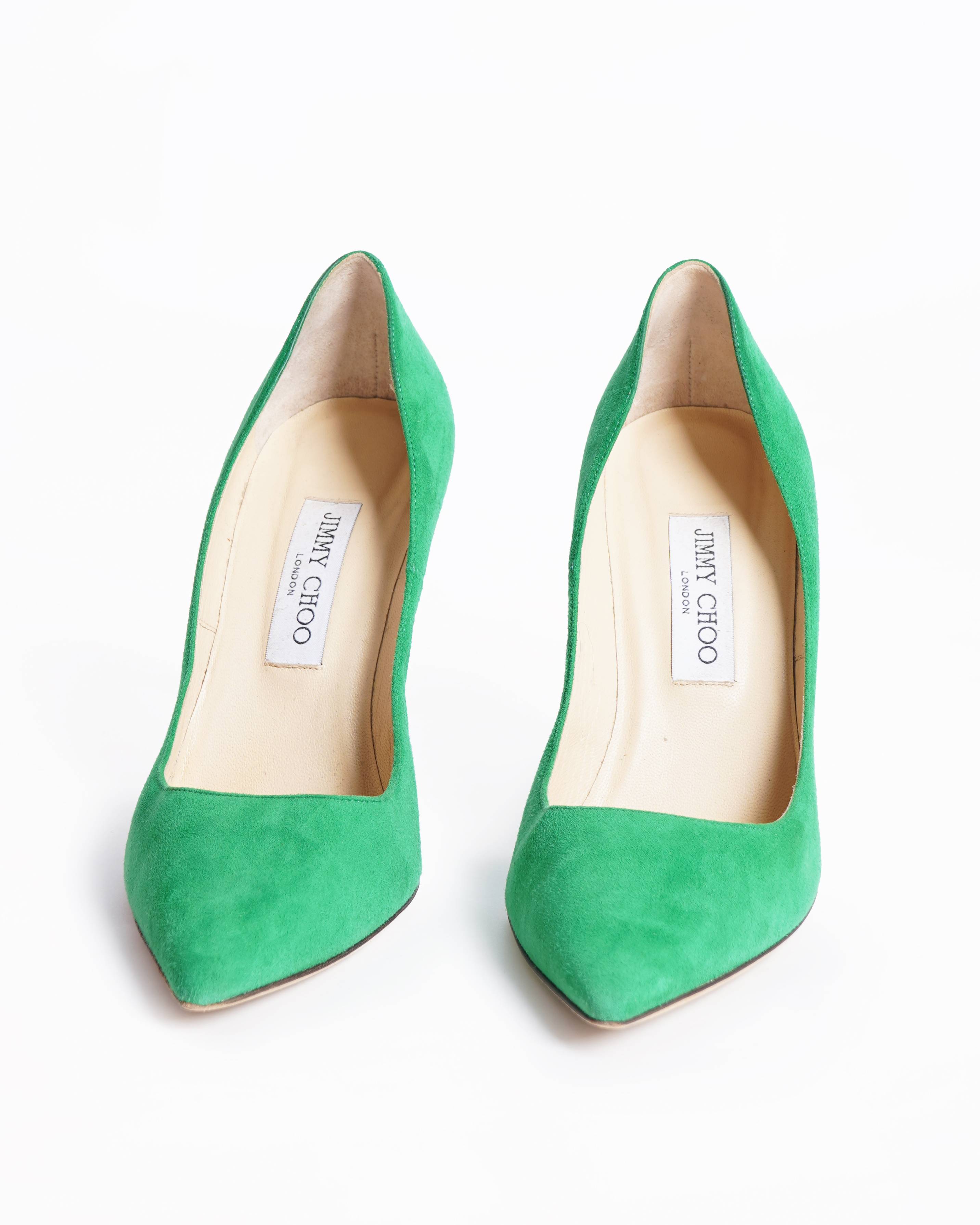 Jimmy choo green suede abel pumps