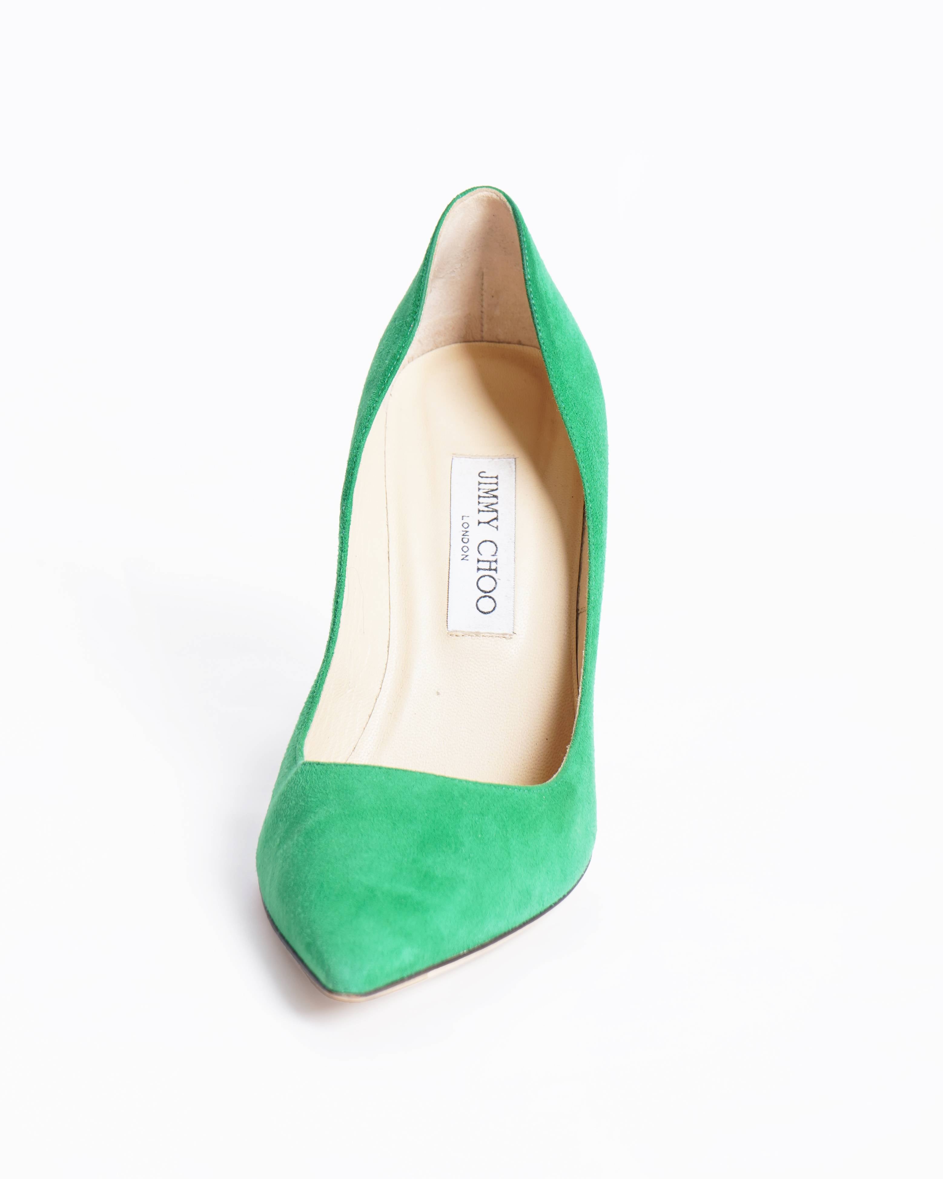Jimmy choo green suede abel pumps