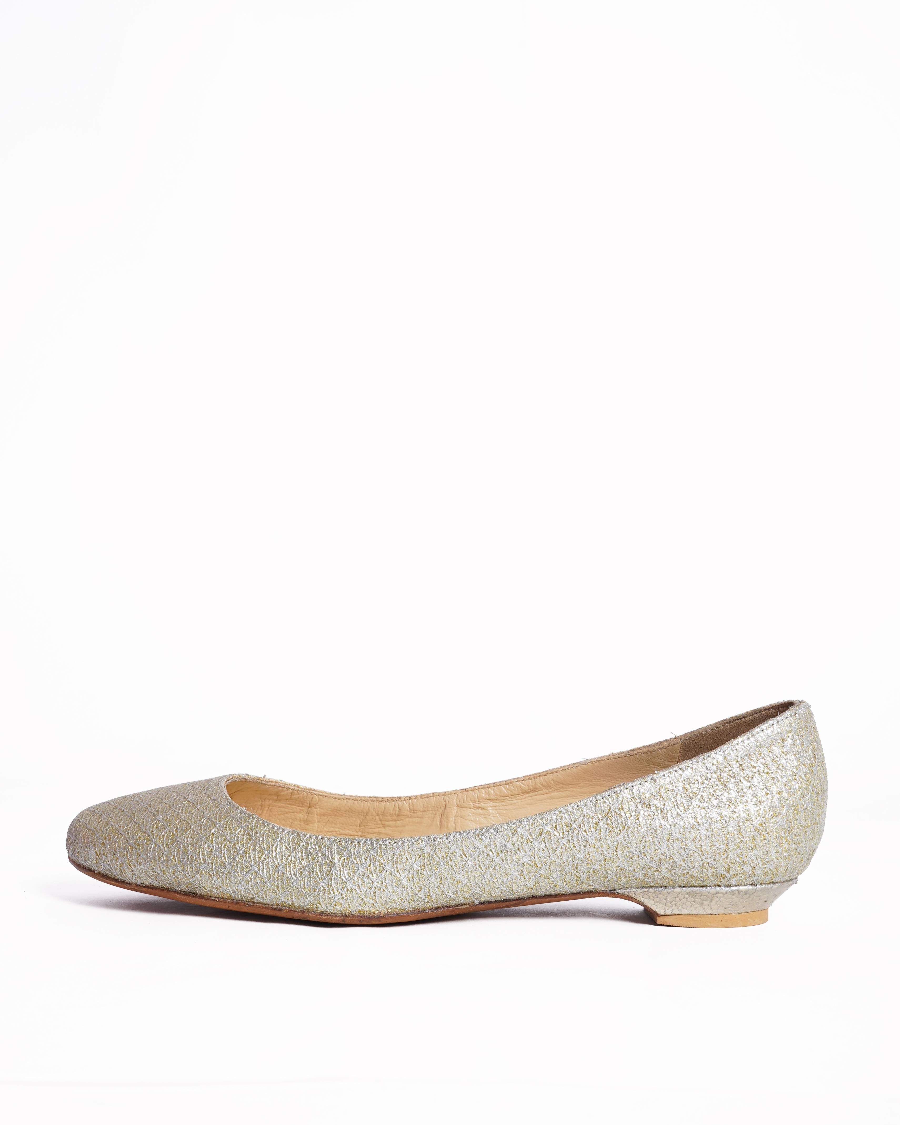Jimmy choo romy gold glitter ballet flats