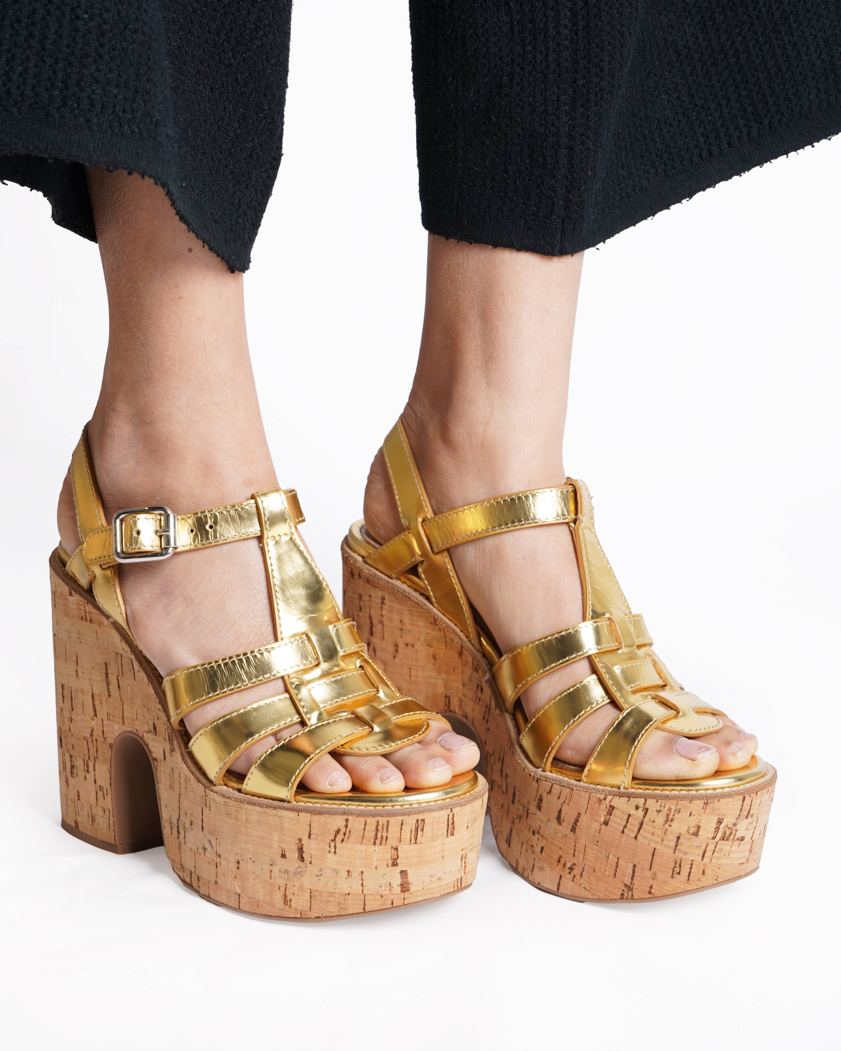 Miu Miu gold sandals