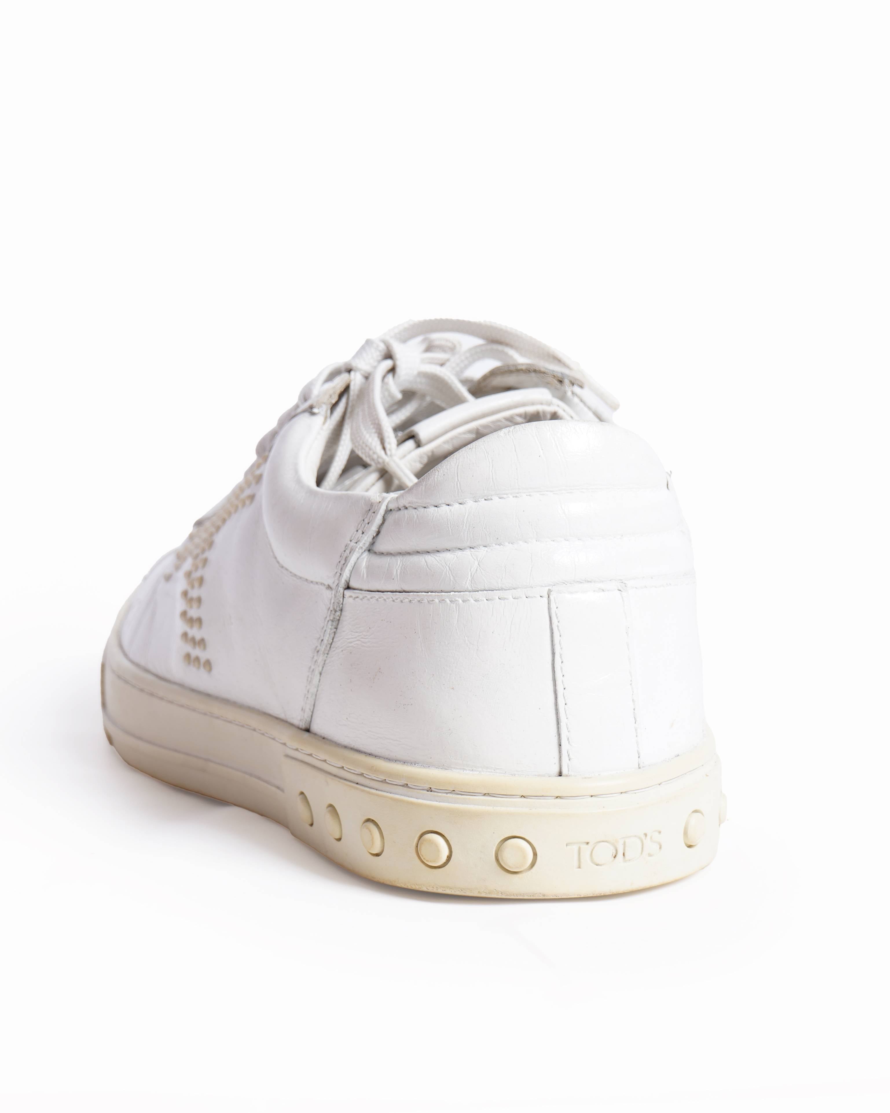 Tod's Sneakers White Leather Lace Up Sneakers