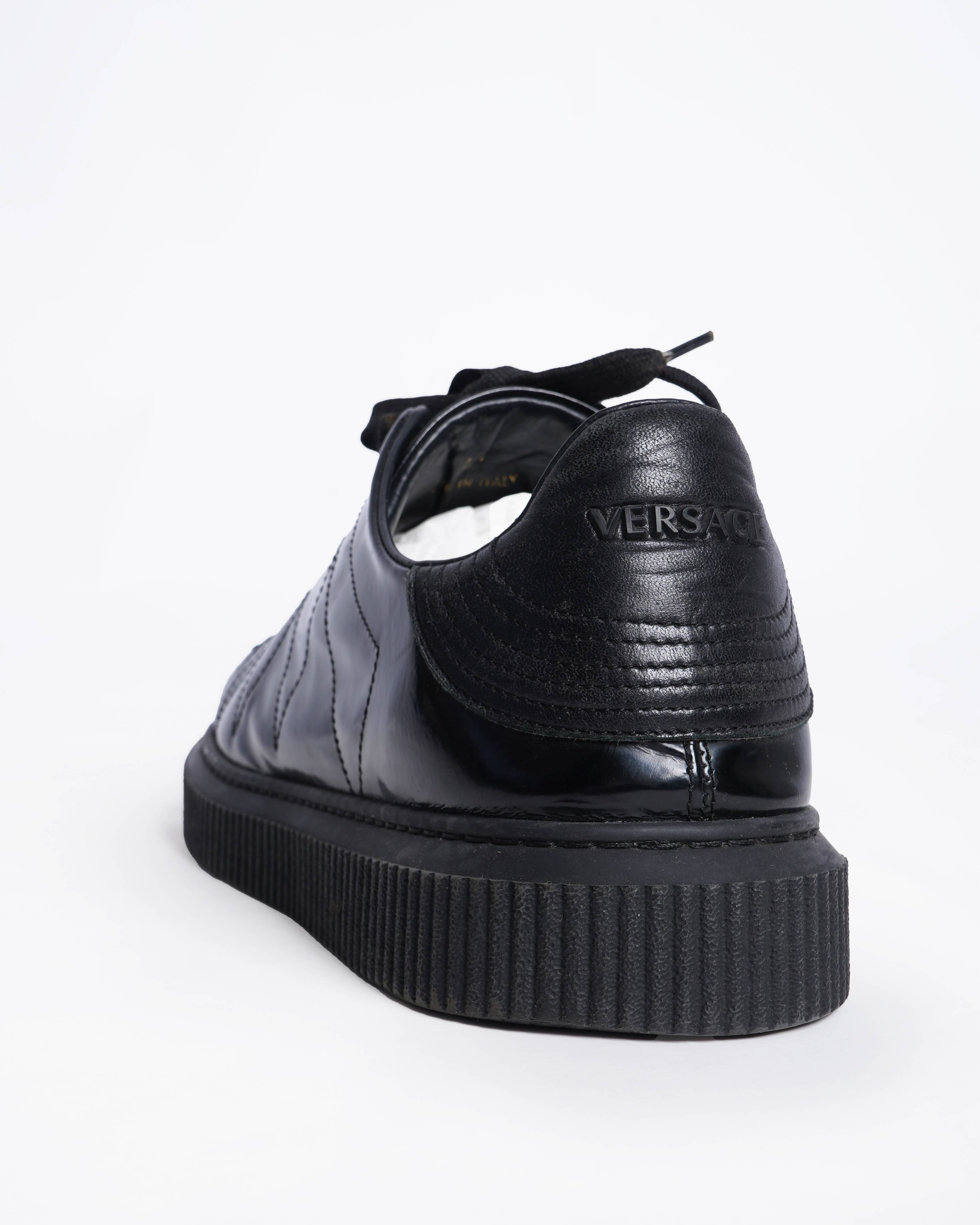 Versace black patent leather medusa sneakers