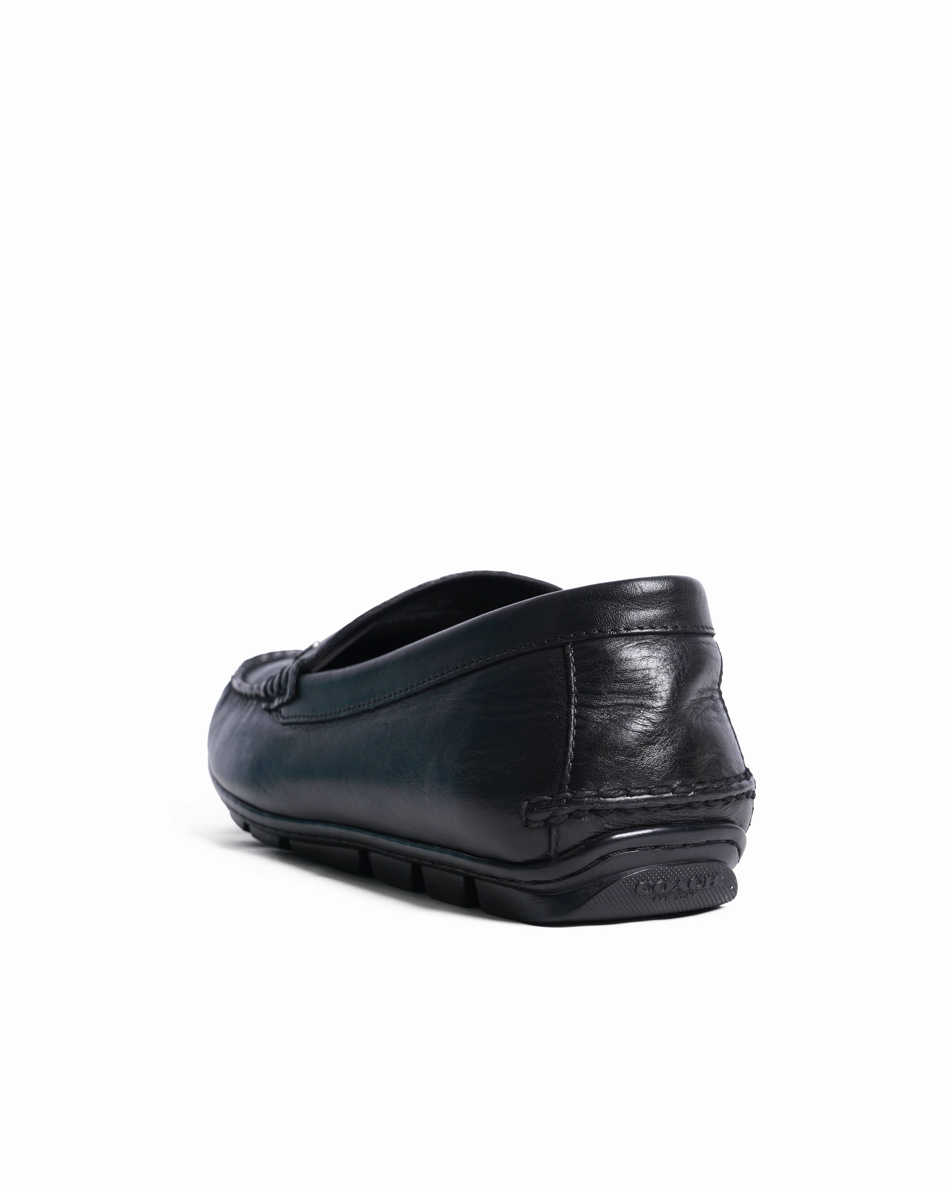 Coach monogram black leather loafers