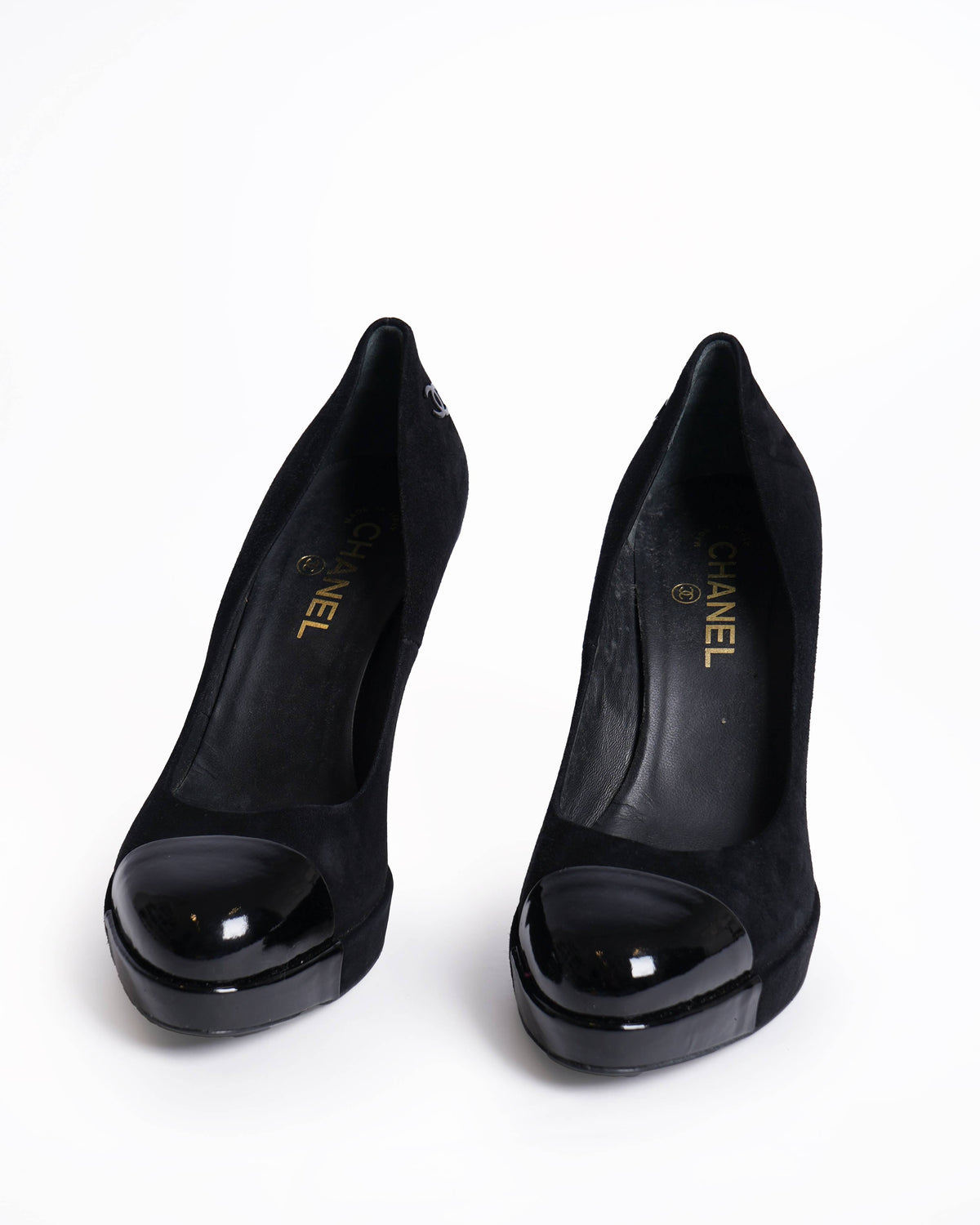 New Chanel Cap Toe Platform Pumps In Black