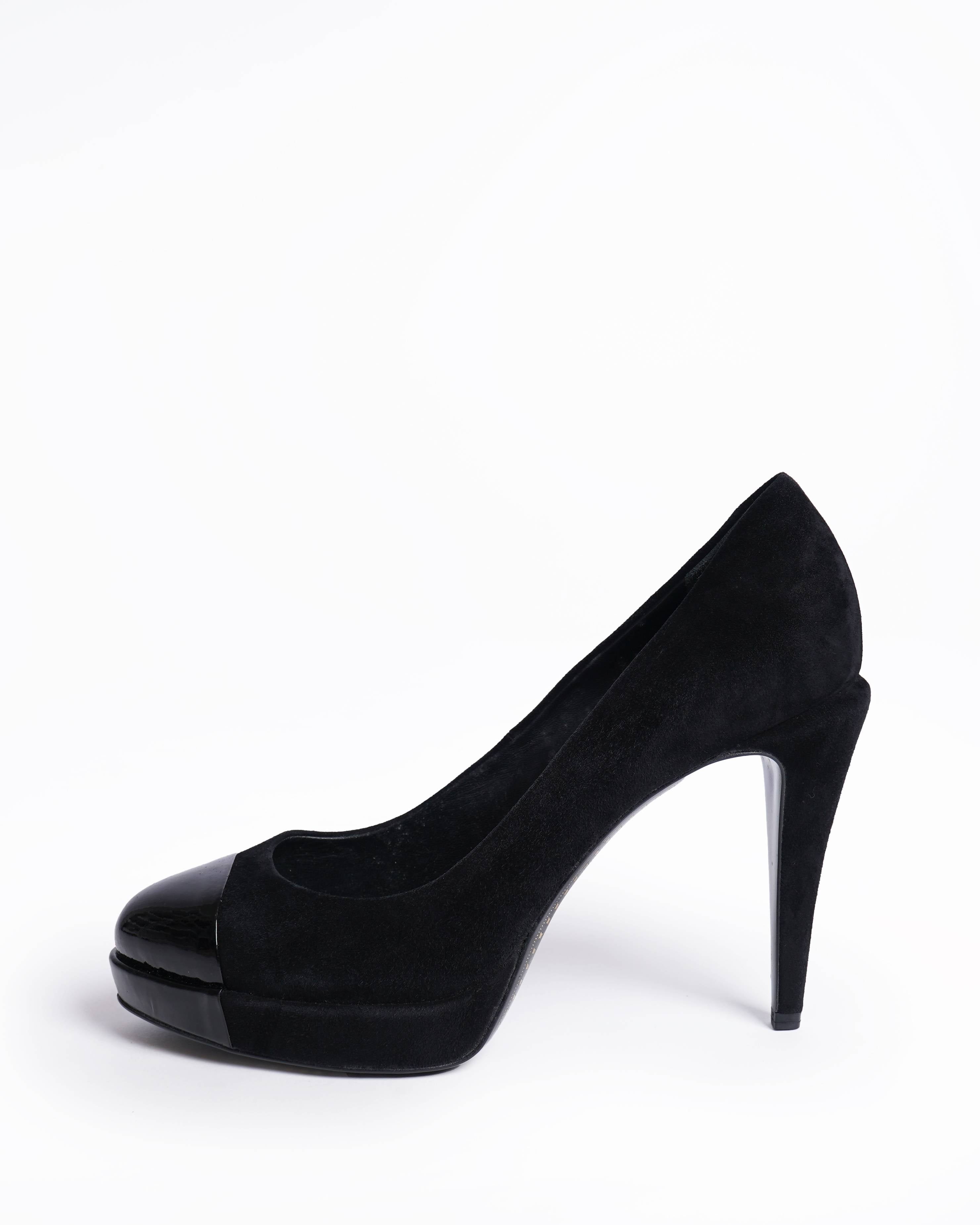 New Chanel Cap Toe Platform Pumps In Black