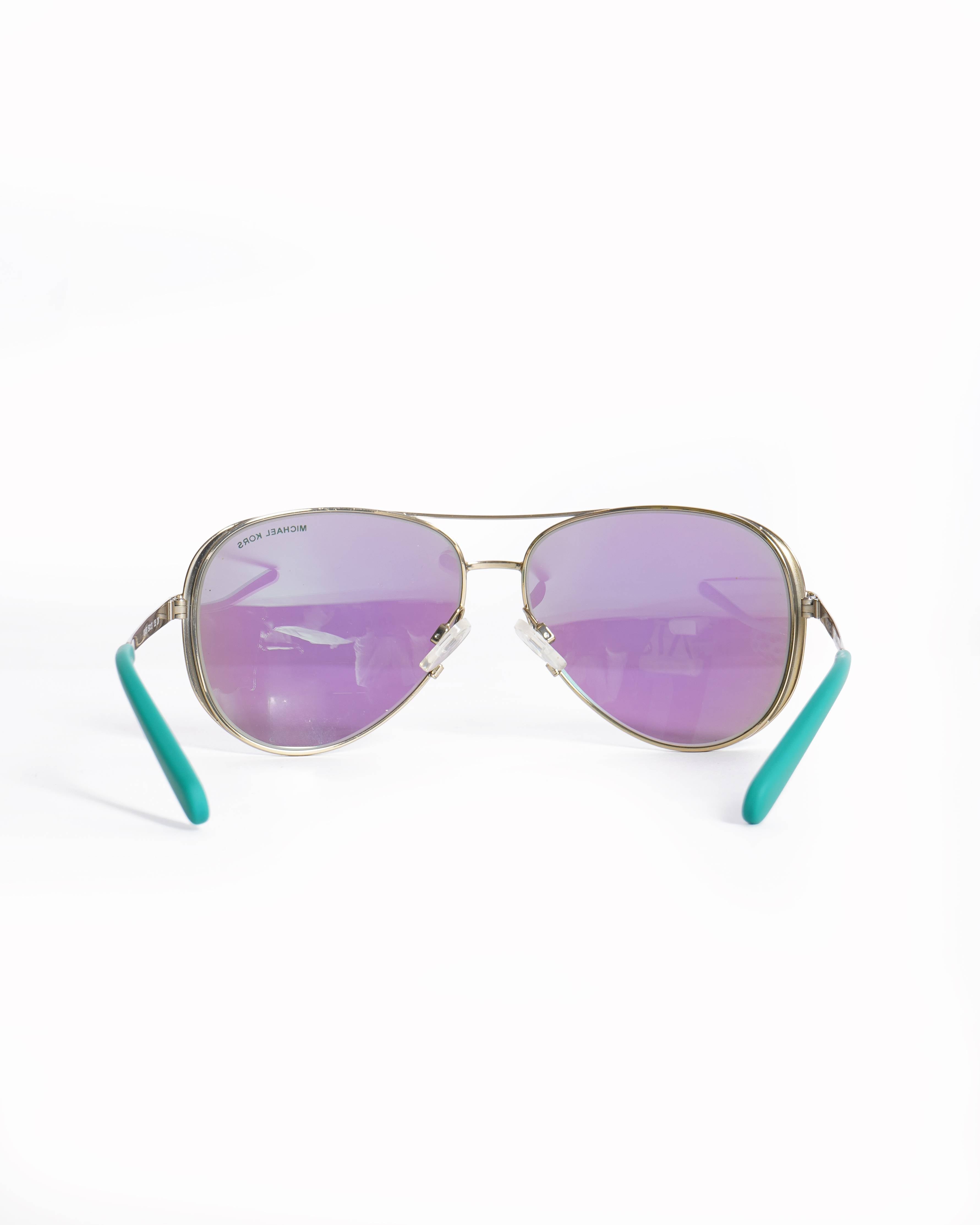 Michael Kors Chelsea Aviator Sunglasses with Green Mirror Lense