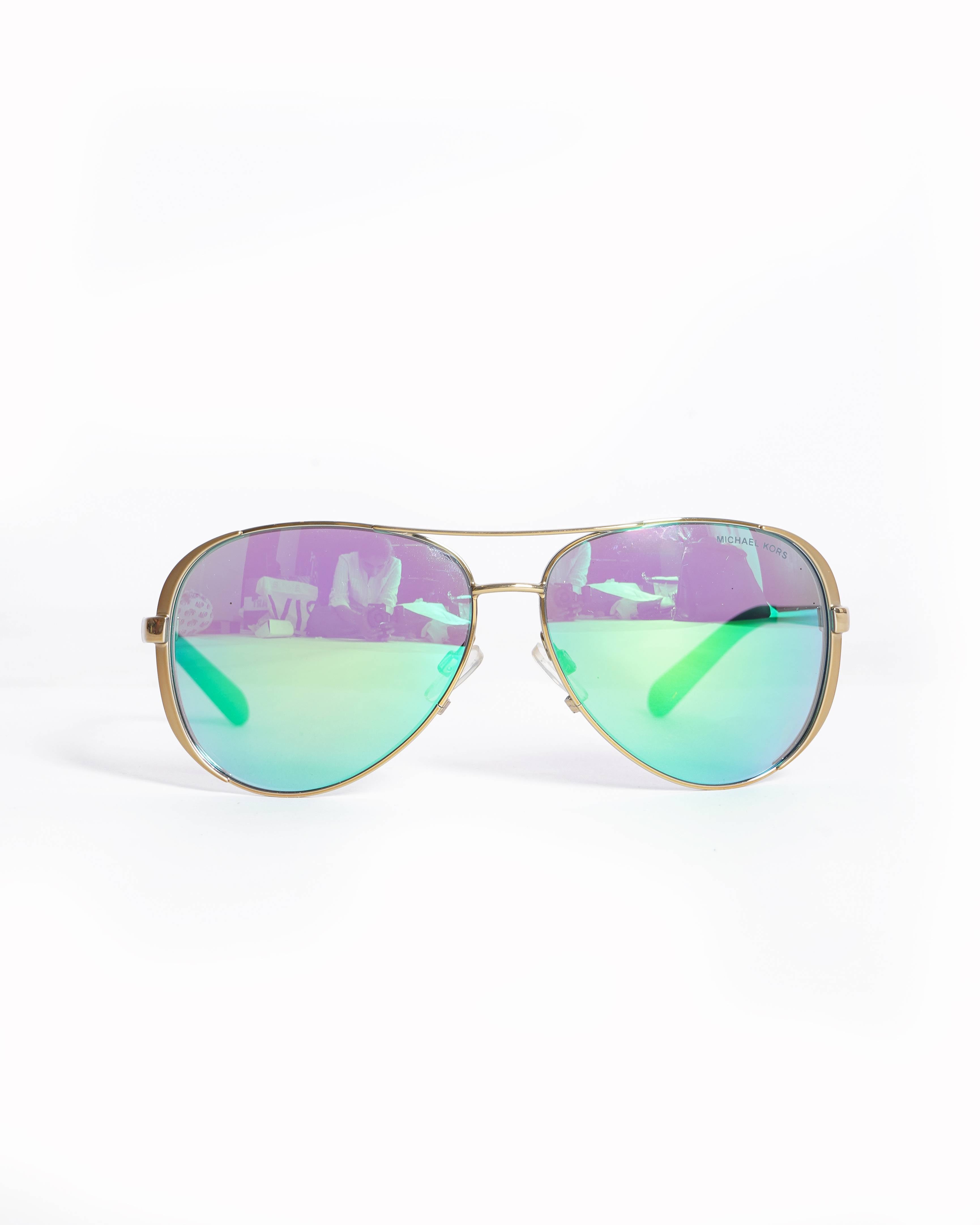 Michael Kors Chelsea Aviator Sunglasses with Green Mirror Lense